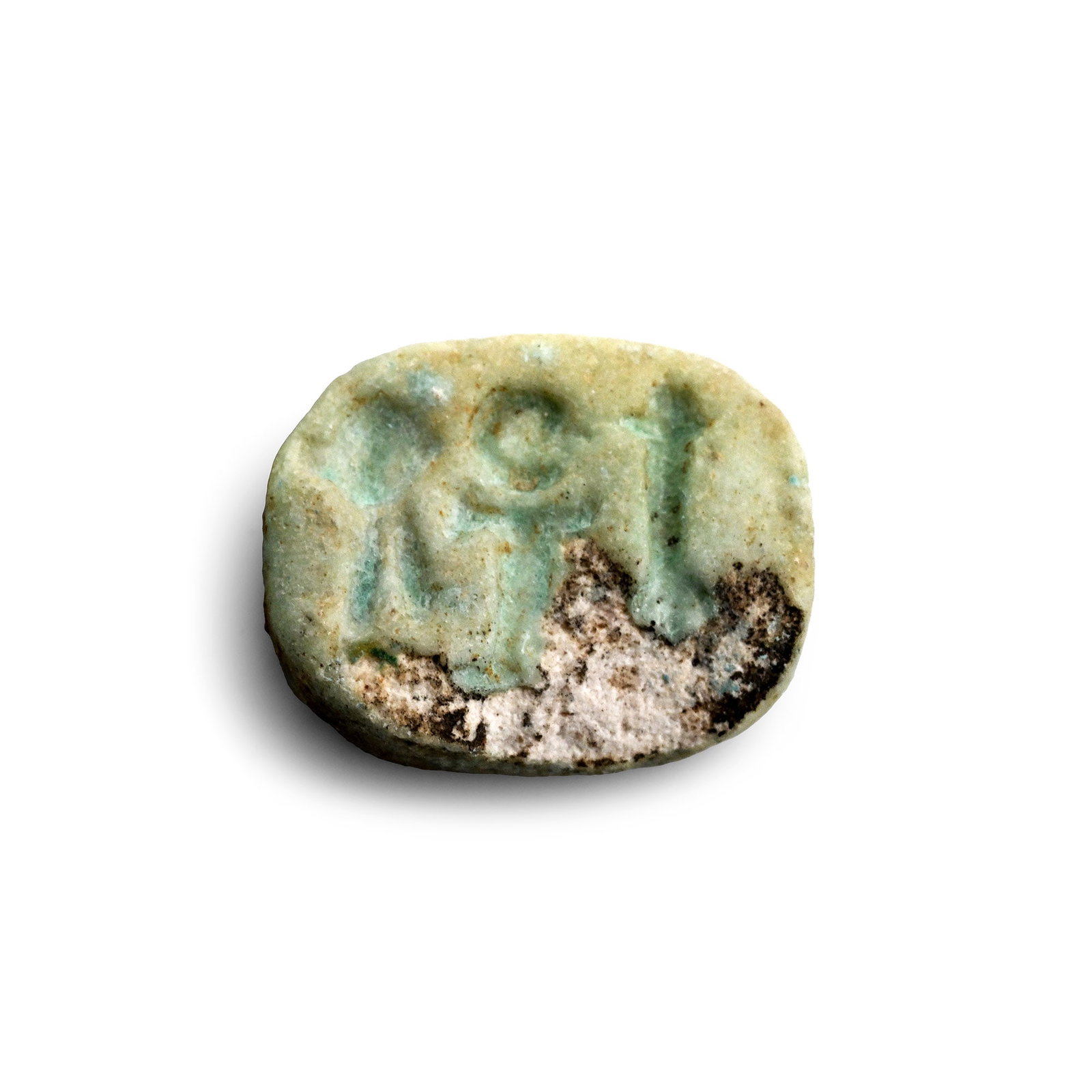 Egyptian Faience Scaraboid with Hieroglyphs (1 of 2)