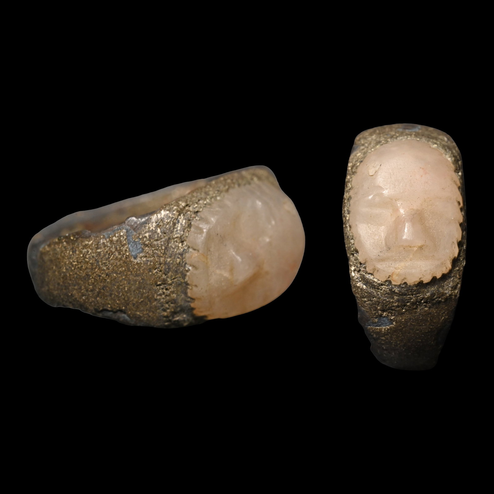 Roman Face Intaglio in Bronze Ring (1 of 1)