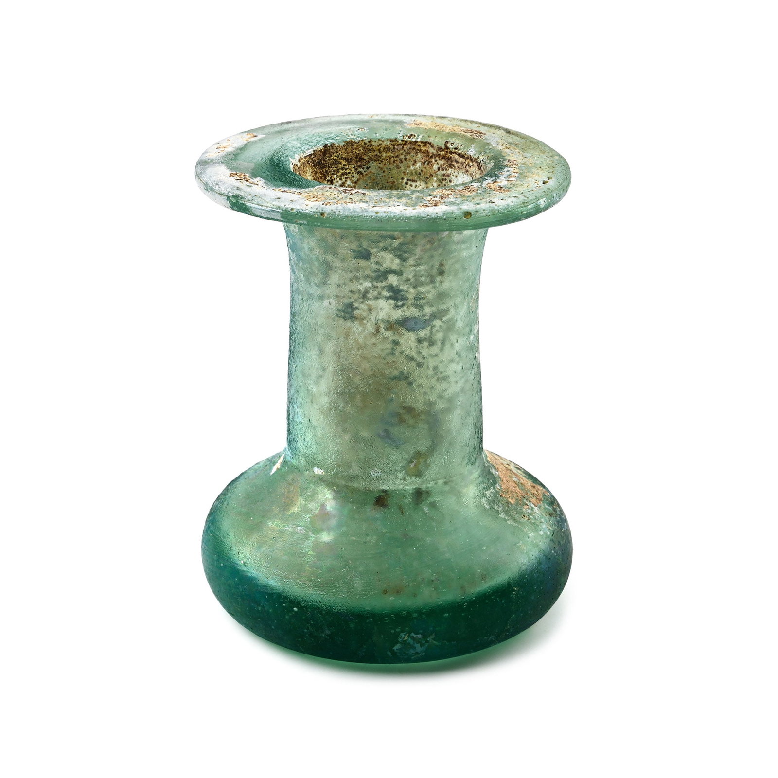 Roman Dark Green Glass Cotton Reel Unguentarium (1 of 1)