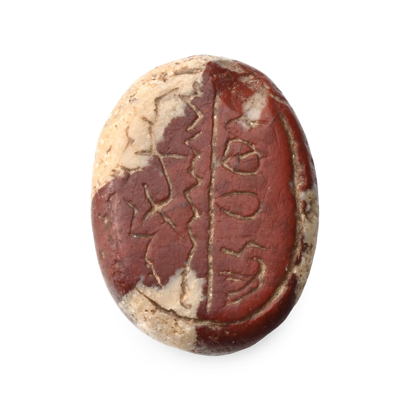 Western Asiatic Red and White Jasper Scaraboid with Semitic Inscription (1 of 2)