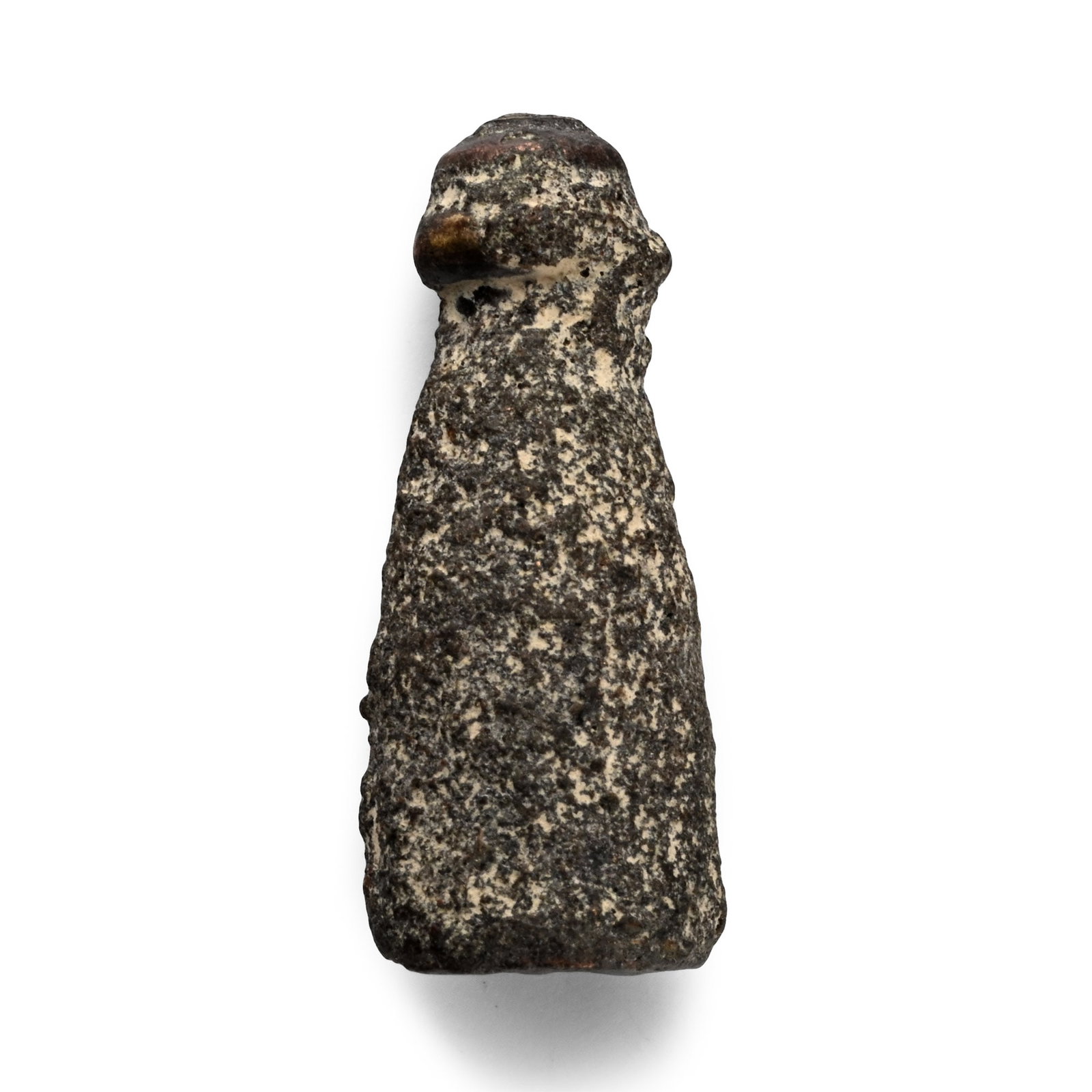 Western Asiatic Bronze Jewellery Punch: 1st millennium B.C. Skittle-shaped with three figures on the flat face. 8.9 grams, 27 mm (1 in.). From the collection of a gentleman, acquired on the London art market in the 1990s. TimeLine Auctions 