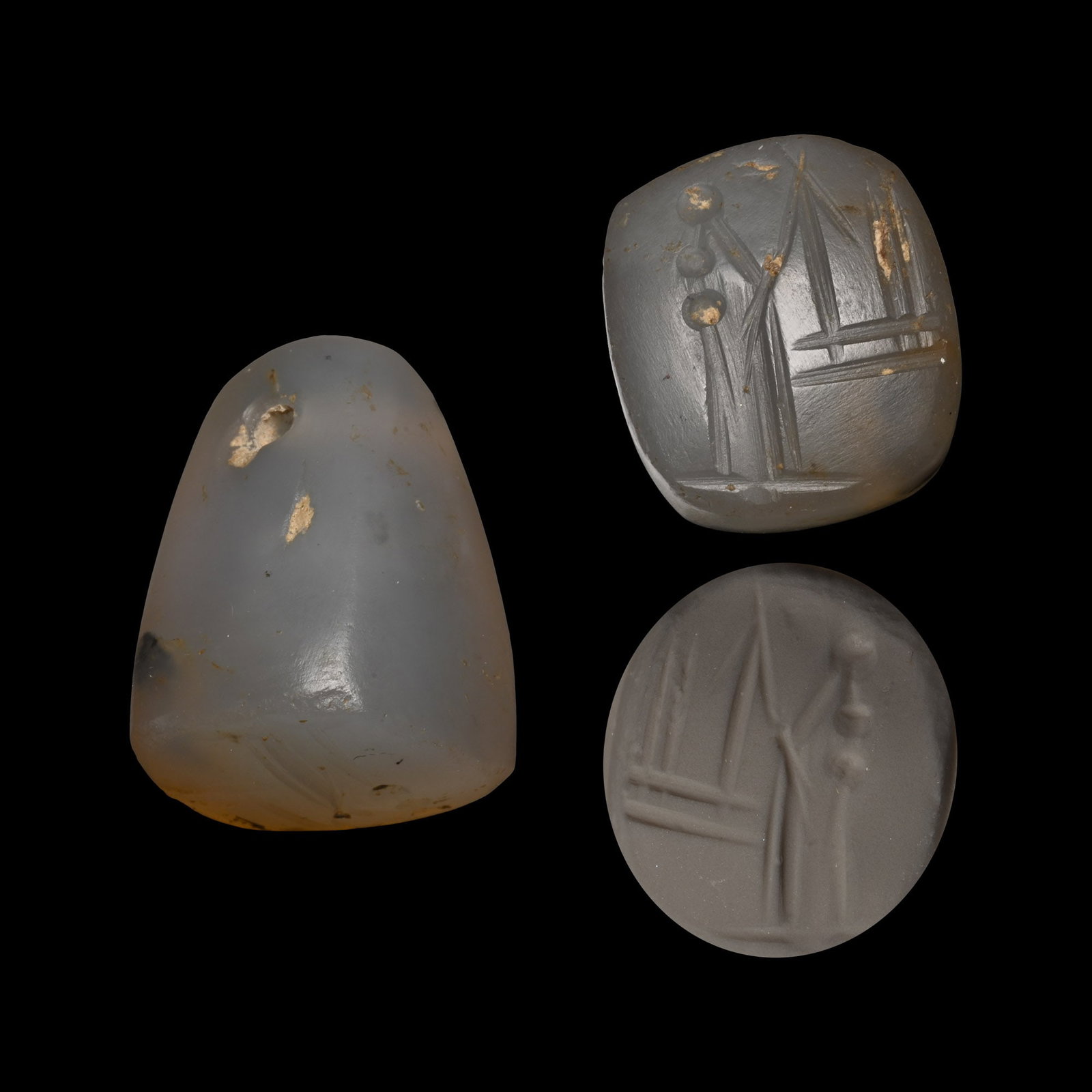 Neo-Babylonian Chalcedony Stamp Seal with God Nabu (1 of 1)