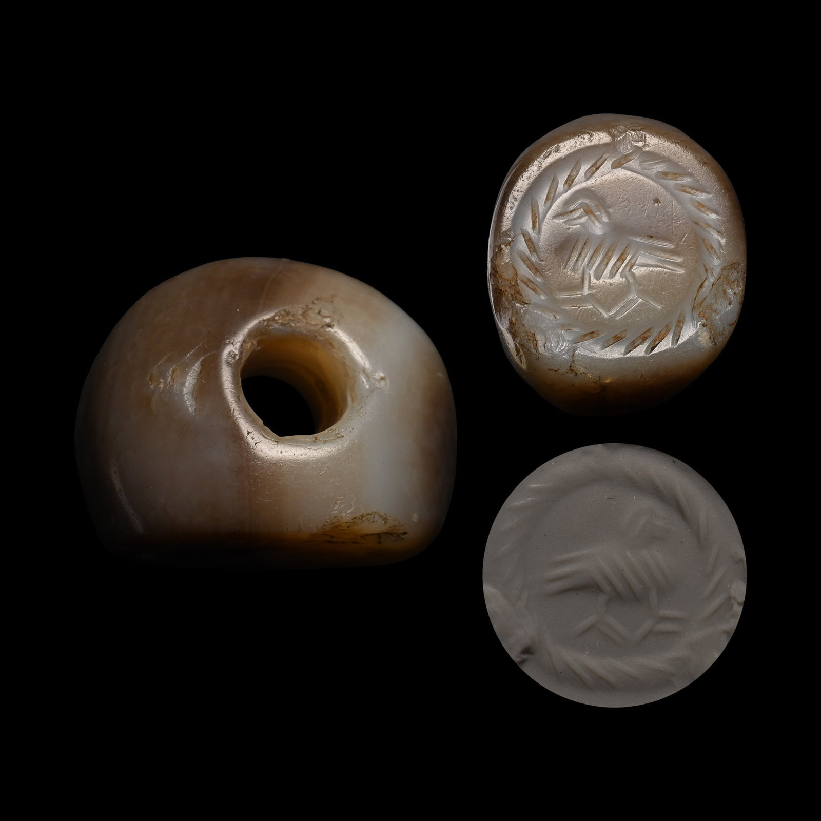 Sasanian Marbled Agate Stamp Seal with Bird (1 of 1)