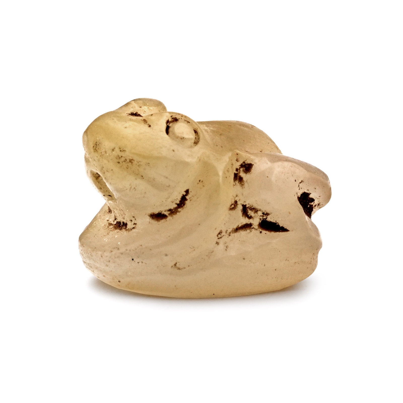 Neo-Babylonian Agate Frog Amulet: 7th-6th century B.C. Modelled in the round, crouching on a heater-shaped base. 3.76 grams, 17 mm (5/8 in.). From the collection of a gentleman, acquired on the London art market in the 1990s. TimeLine