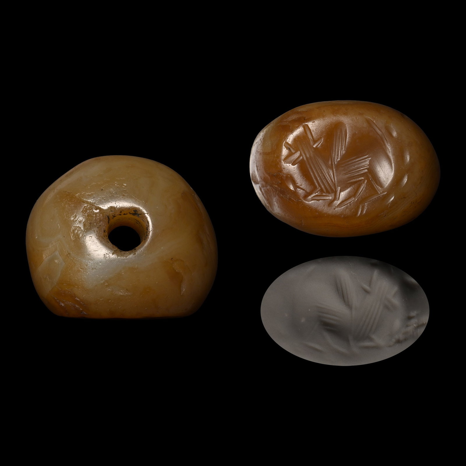 Sasanian Marbled Agate Stamp Seal with Bull (1 of 1)