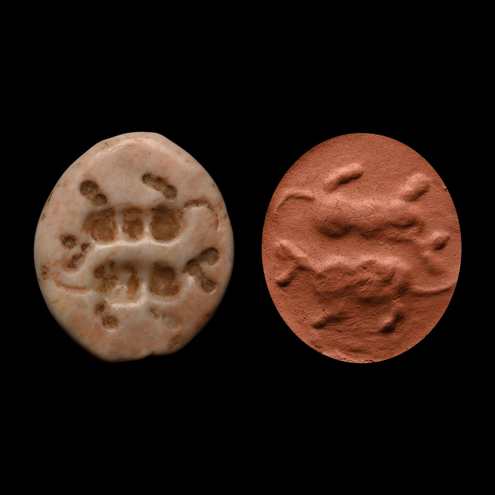 Mesopotamian Cream Stone Stamp Seal with Animals (1 of 1)