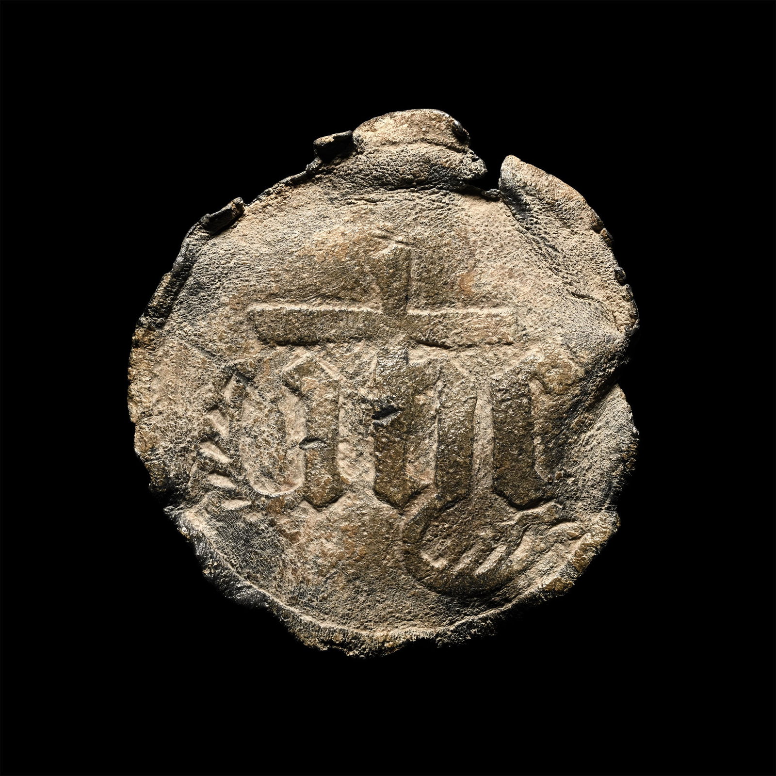 Medieval Pewter Pilgrim's Mount with Christogram (1 of 1)