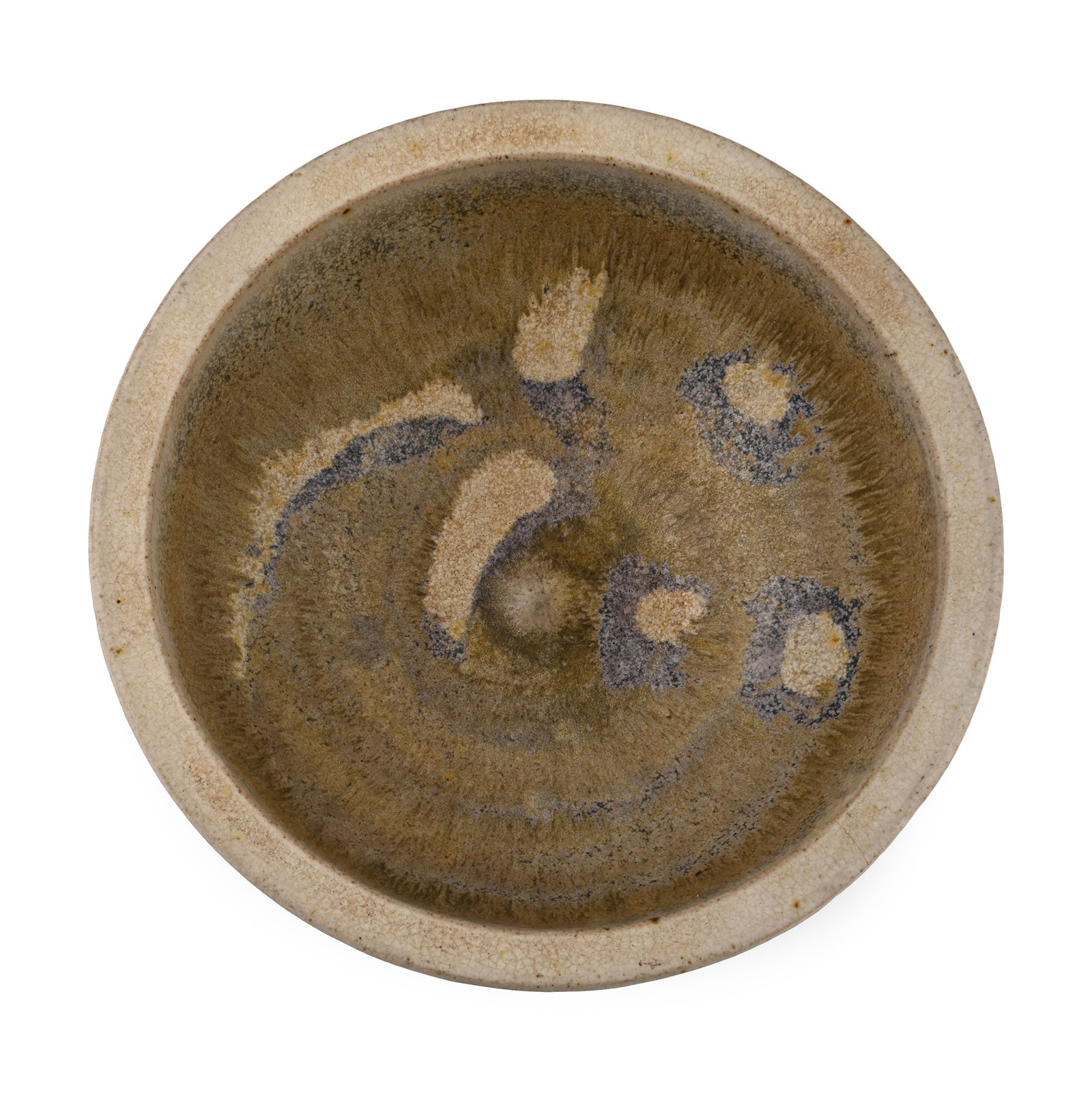 Yuan Style Blue Splash-Decorated Bowl: Probably 19th-20th century A.D. or earlier Broad and squat in profile with chamfered rim, ornament to inner face. 362 grams, 16.3 cm wide (6 3/8 in.). [No Reserve] From the private collection of a Can