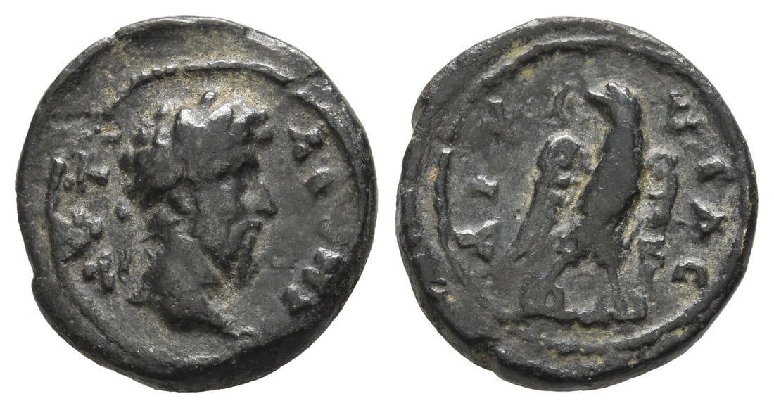 Lucius Verus AE 17mm of Ankyra, Galatia.: AD 161-169. ???O ? O???O?, laureate head to right / ???-????, eagle standing facing, head to left, with spreading wings, holding wreath in beak. RPC IV.3 Online 9787 = Kunsthistorisches Museum in Vien