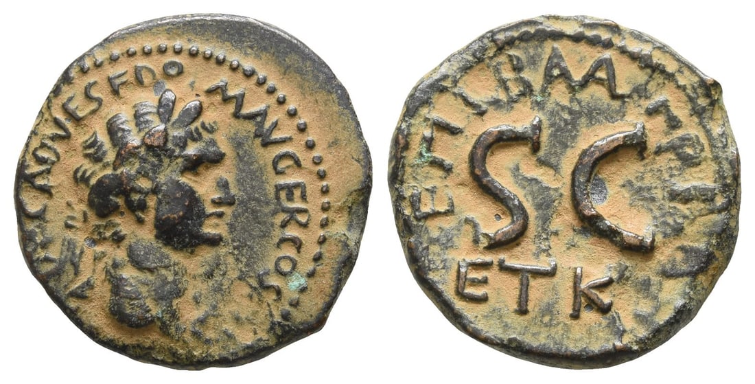 Domitian, with Agrippa II AE 20mm of Caesarea Panias, Judaea. (1 of 1)