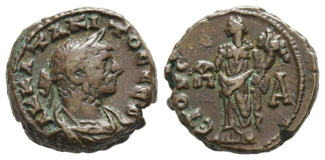 Tacitus BI Tetradrachm of Alexandria, Egypt.: Dated RY 1 (AD 275/6). ? ? ?, laureate, draped and cuirassed bust to right / E???C ?, Dikaiosyne standing to left, holding scales in right hand and cornucopia in left. RPC X Unassigned ID 75767; Datta
