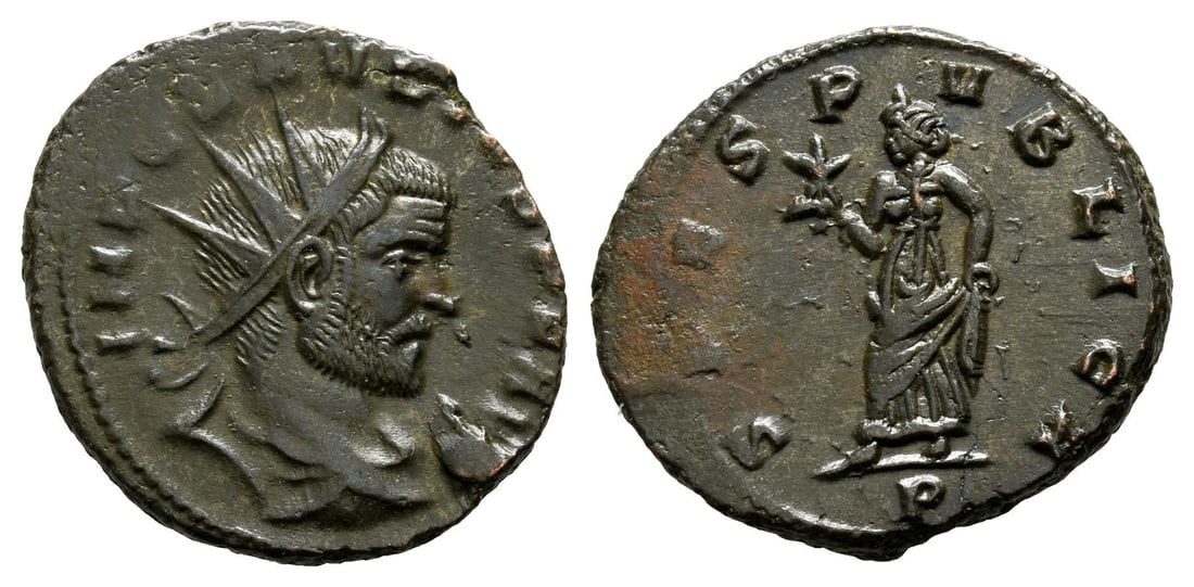 Claudius II Gothicus BI Antoninianus.: Struck AD 268-269. Mediolanum mint. 1st officina. IMP CLAVDIVS P F AVG, radiate, draped and cuirassed bust to right / SPES PVBLICA, Spes walking to left, holding flower with right and raising robe wit
