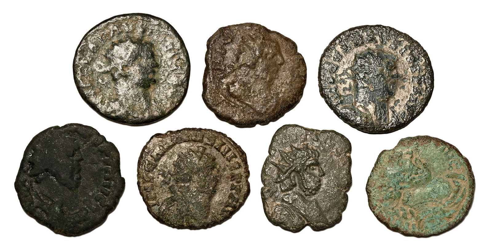 Group of Seven [7] Carausius AE Antoniniani.: AD 286-293. Comprising: mixed issues and reverse types of coins issued by Carausius. 24.66gr total, 21-22mm. Acquired on the UK art market. Property of an Essex, UK, gentleman. TimeLine Auctions follo