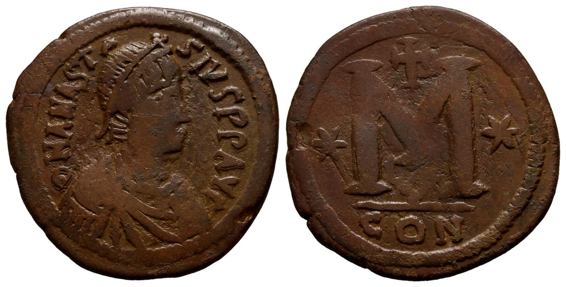 Anastasius I AE 40 Nummi or Follis. (1 of 1)