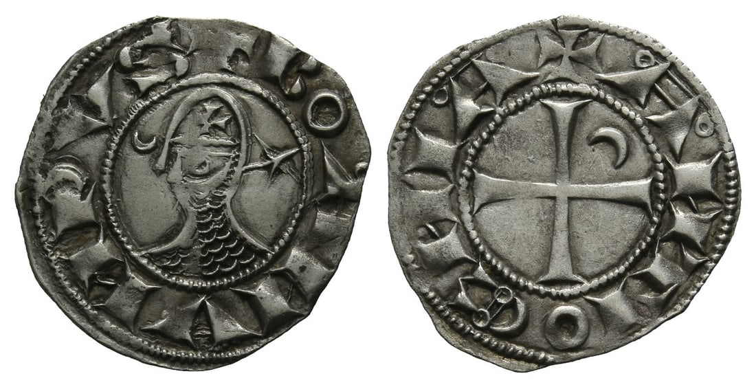 Crusaders. Bohémond IV or Bohémond V BI Denier. (1 of 1)