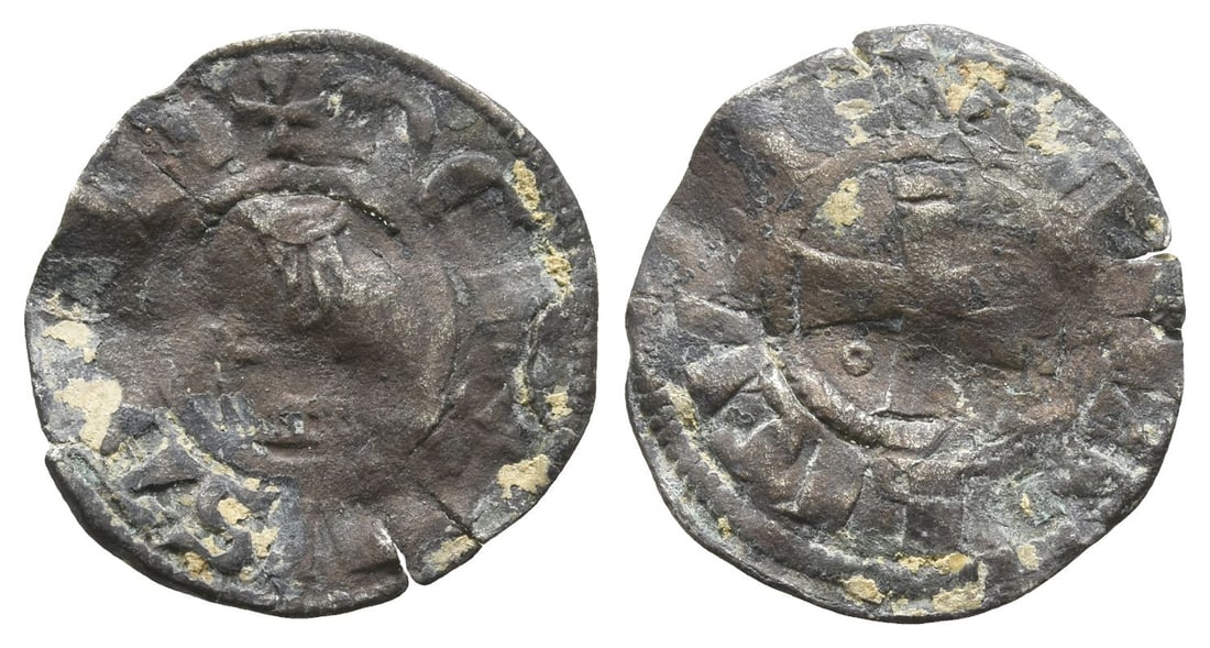 Crusaders. Latin Kingdom of Jerusalem, Amaury BI Denier.: 1163-1174. ? D? I?RVSAL?M, church of the Holy Sepulchre in Jerusalem / AMALRICVS R?X ?(?), cross pattée with annulets in 2nd and 3rd quarters. CCS 23; Metcalf, Crusades 171. 0.83gr, 18mm, 3h. From th