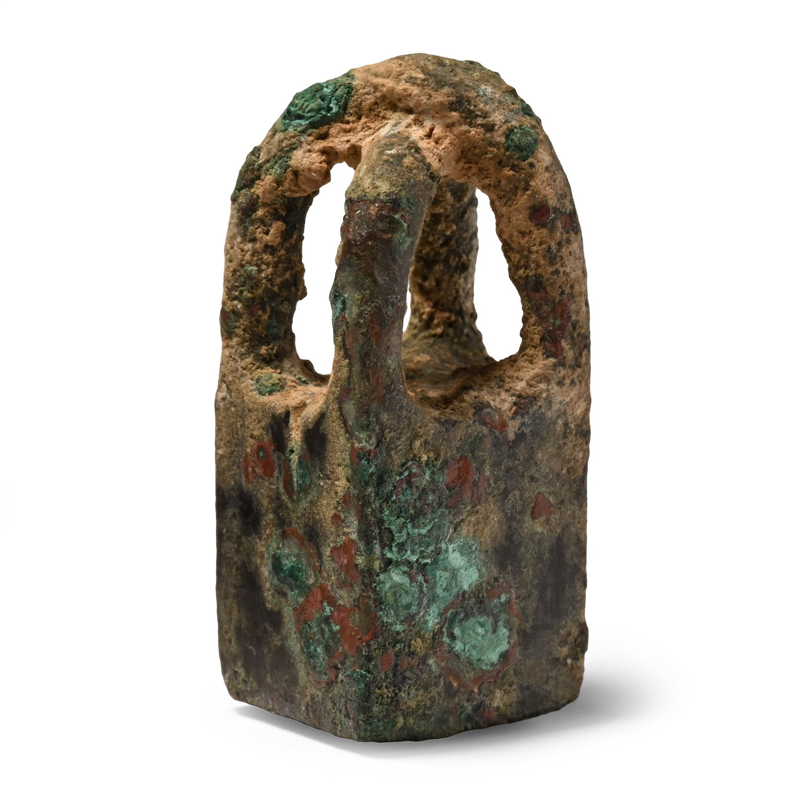 Western Asiatic Bronze Cage Weight with Seated Figure (1 of 1)