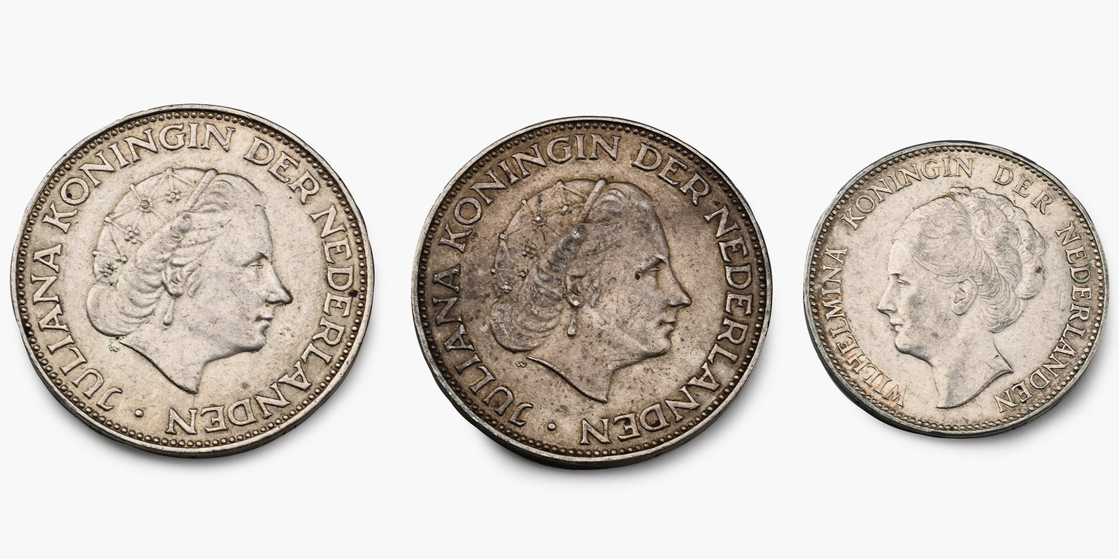 Group of Three [3] AR One and Two and Half Netherlands Guilders. (1 of 2)