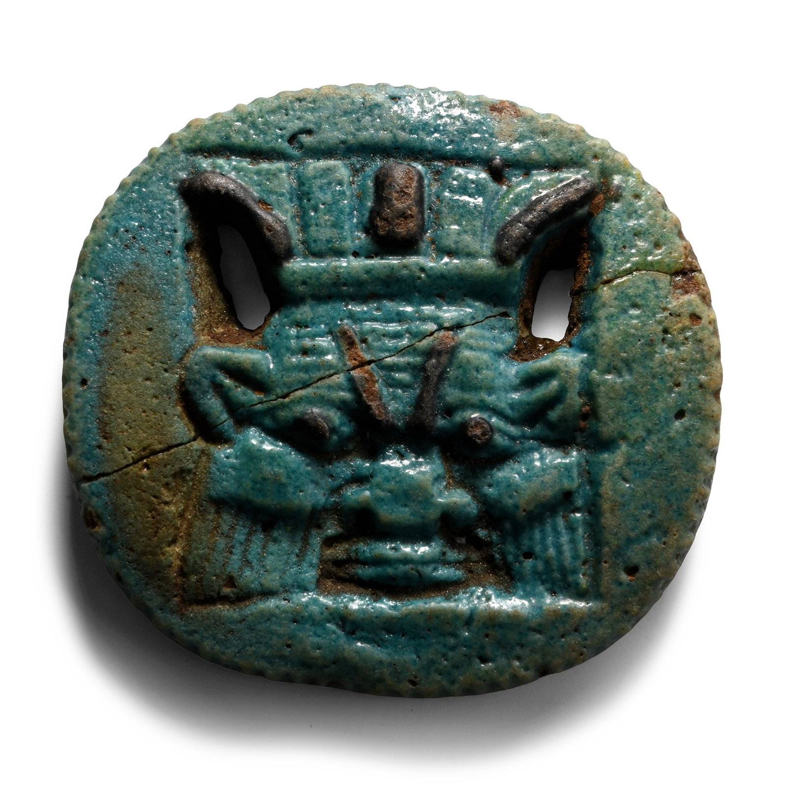 Egyptian Faience Amuletic Bes Plaque (1 of 1)