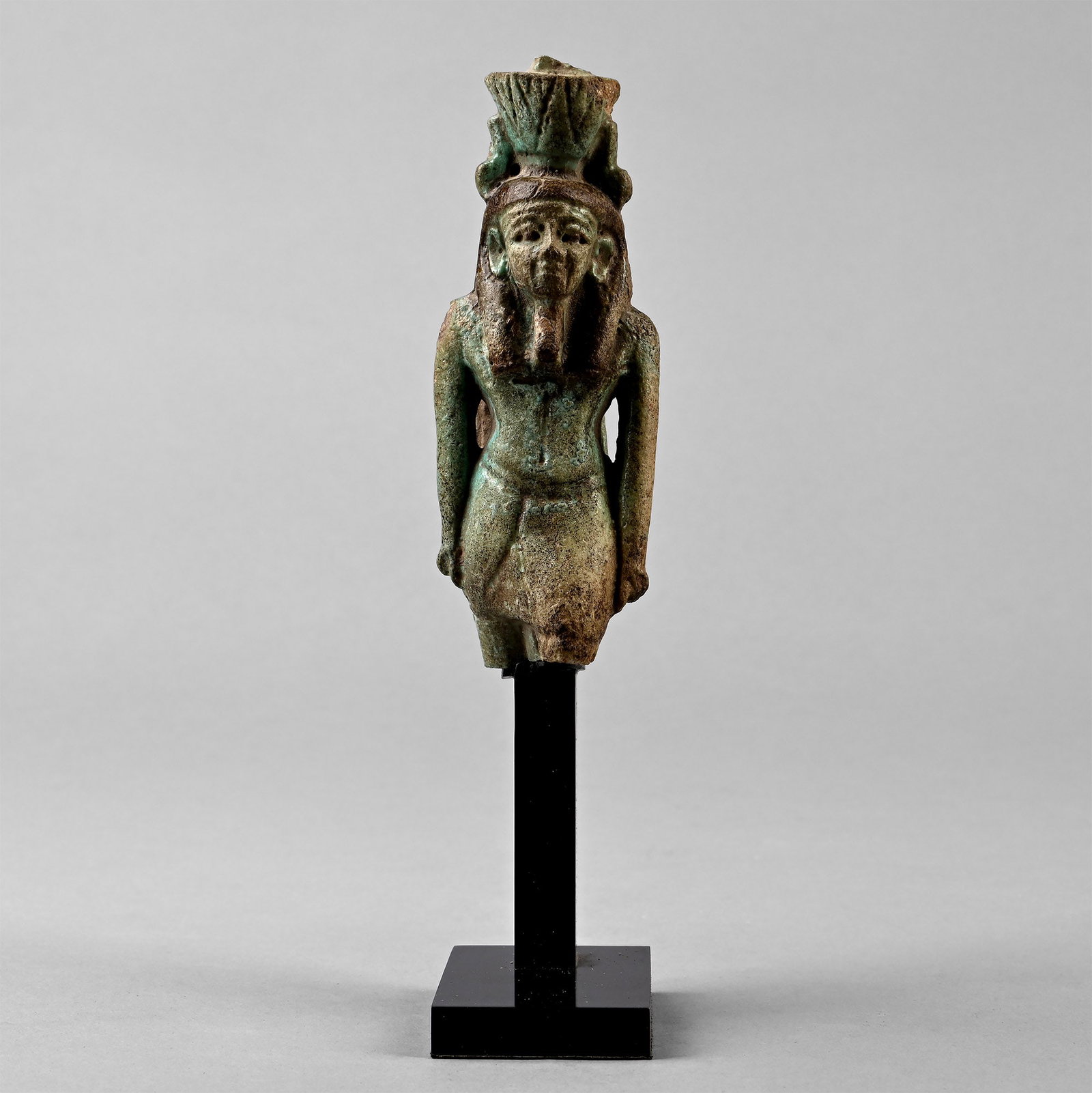 Large Egyptian Green Faience Figure of Nefertum with Figure of Sekhmet to the Reverse (1 of 5)