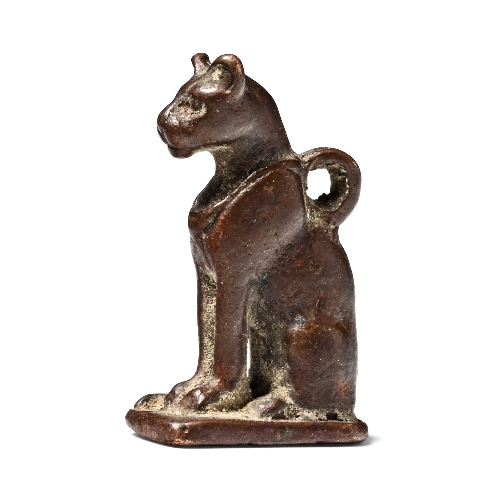 Egyptian Bronze Seated Bastet Cat Amulet (1 of 1)