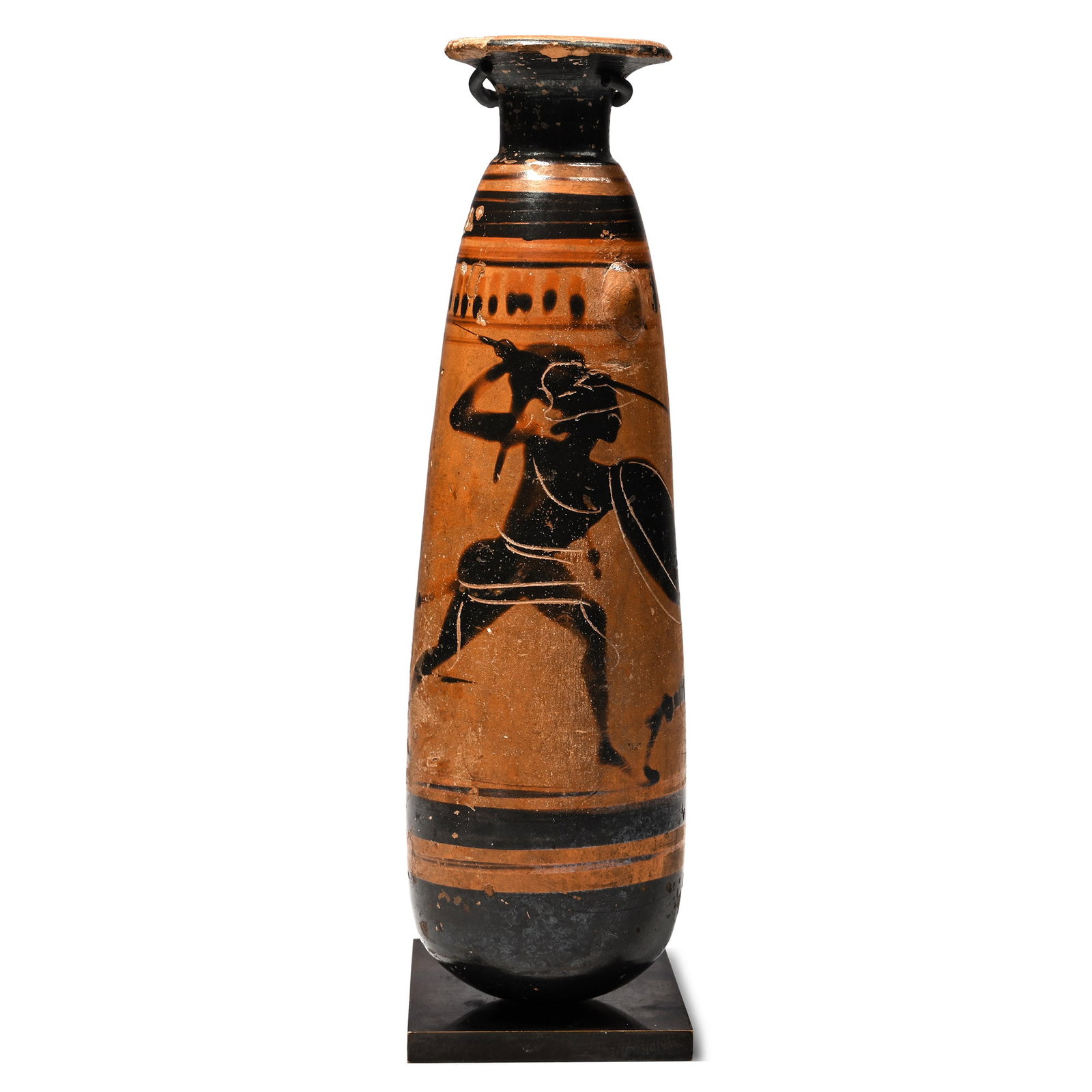 Greek Black-Figure Alabastron with Fighting Warriors (1 of 4)