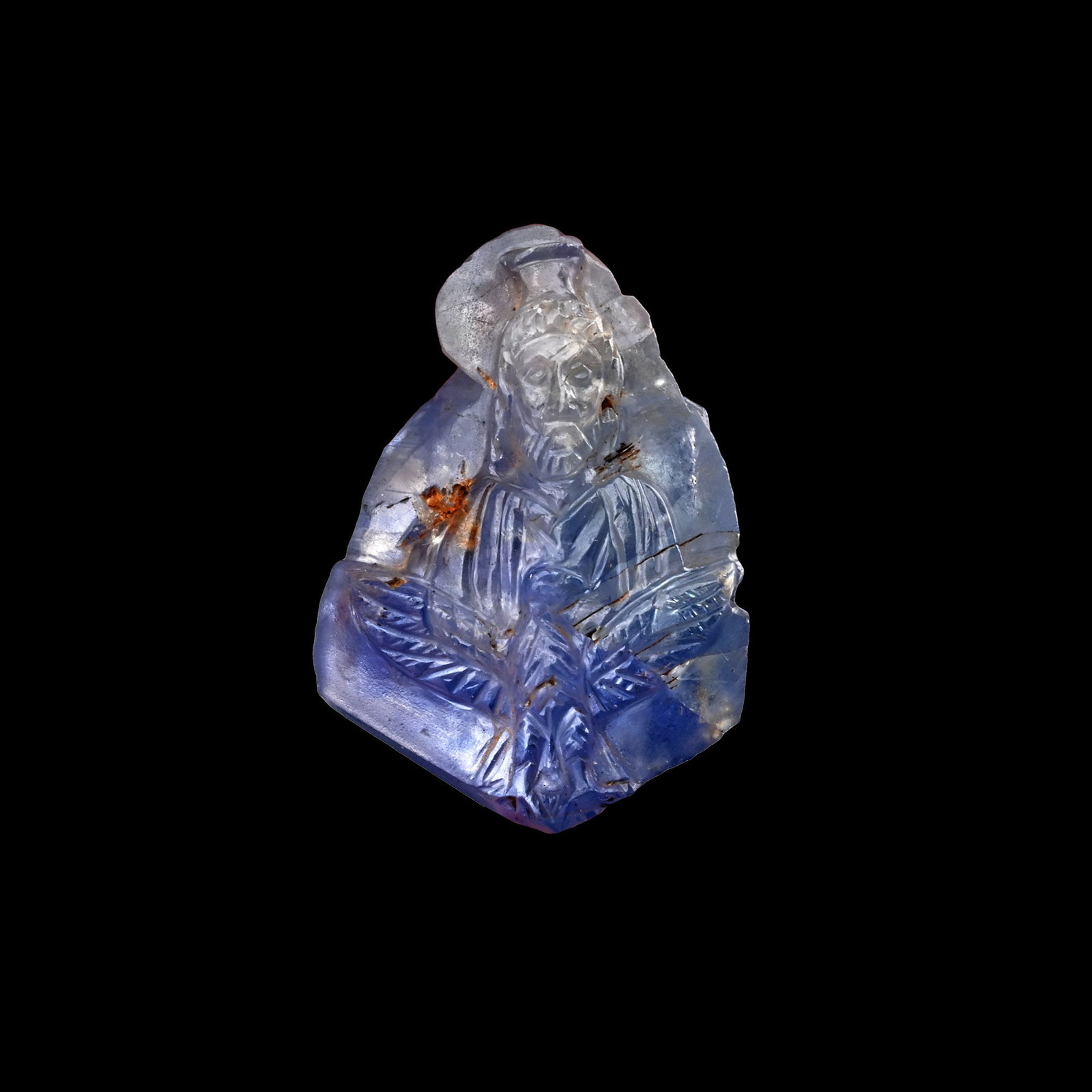 Roman Sapphire Cameo with Bust of Serapis Later Converted to Saint John the Evangelist (1 of 1)