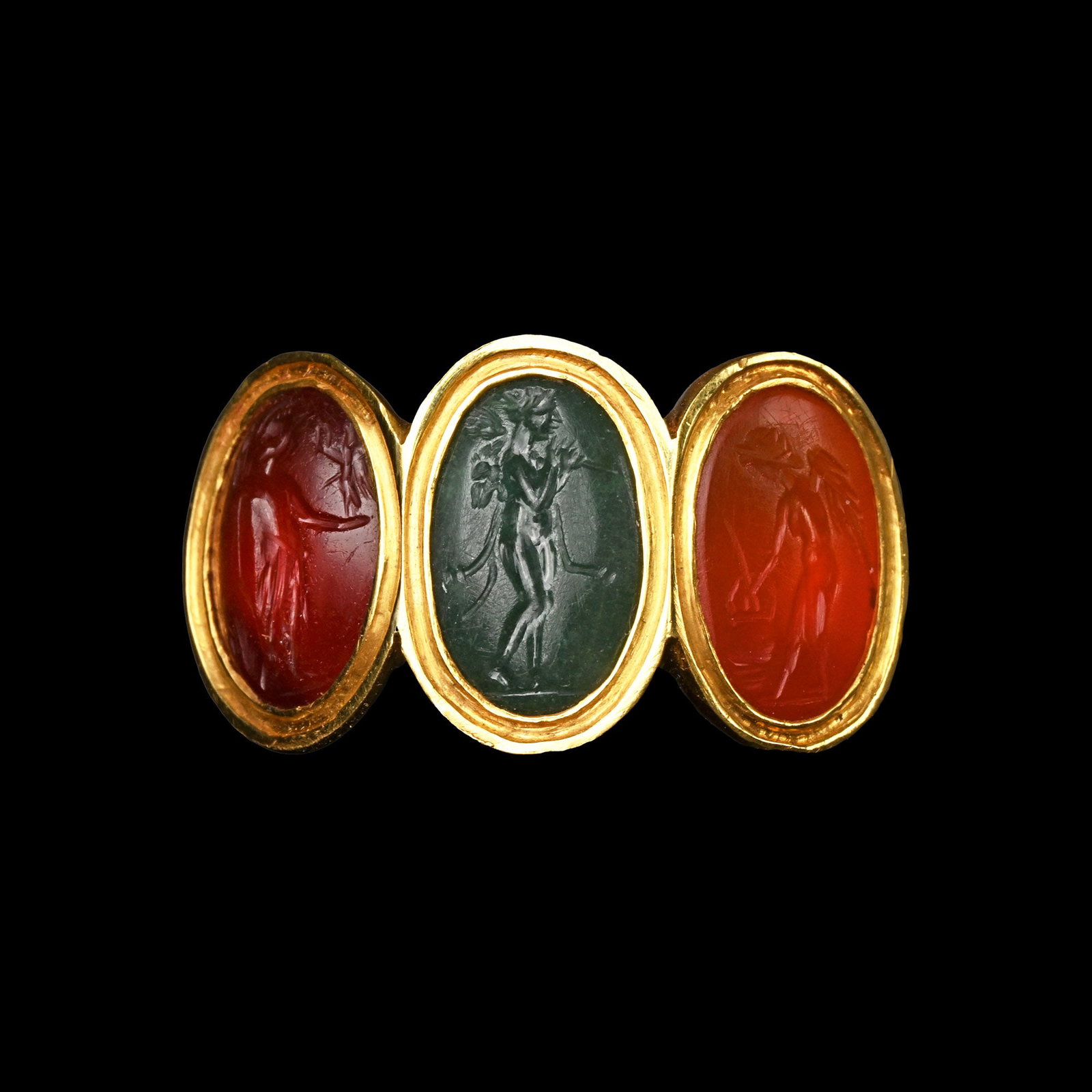 Three Roman Gemstones in a Gold Ring (1 of 3)