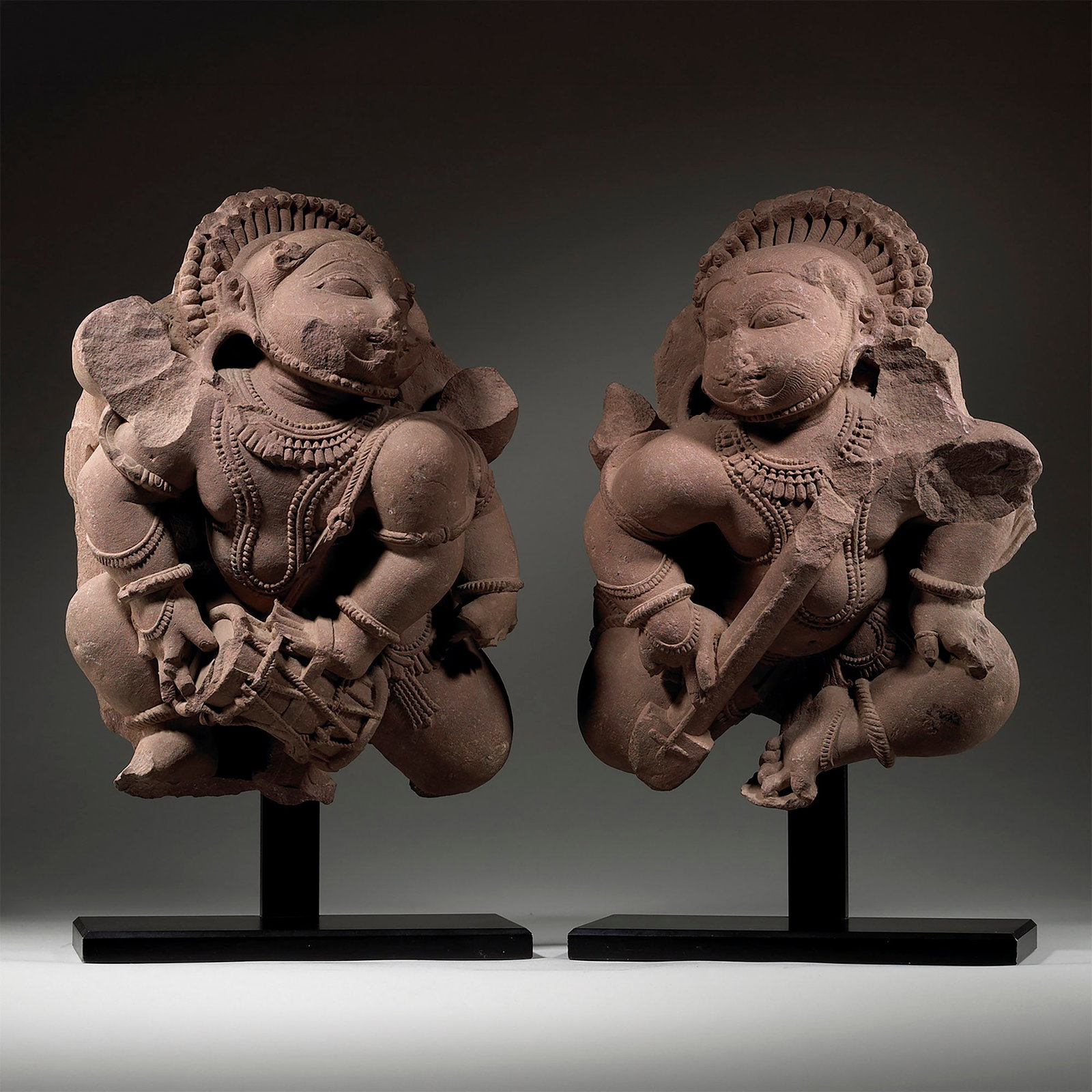 Rajasthan Red Sandstone Figures of Celestial Musicians (1 of 1)