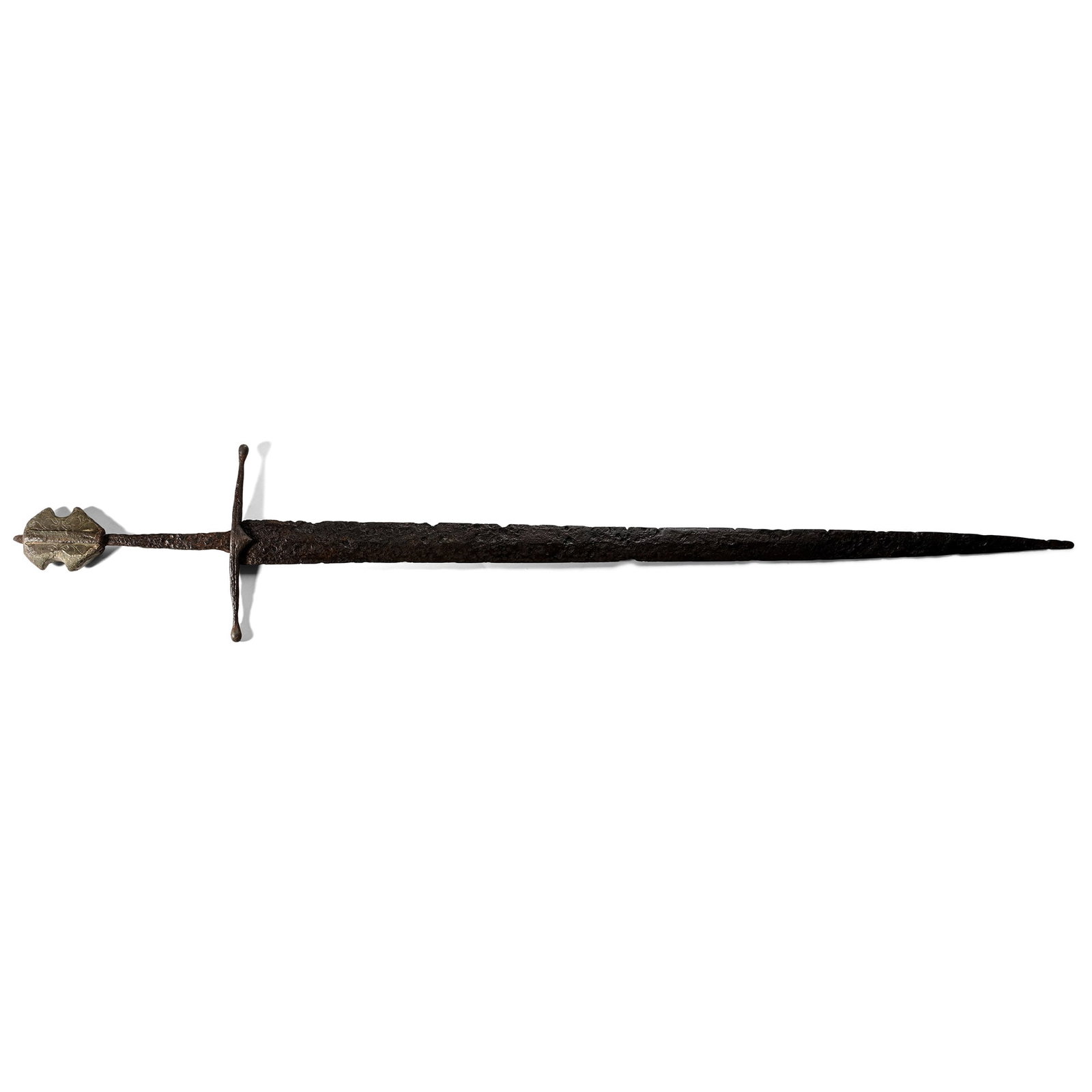 Medieval Iron Single-Handed Sword with Decorated Bronze Pommel (1 of 2)
