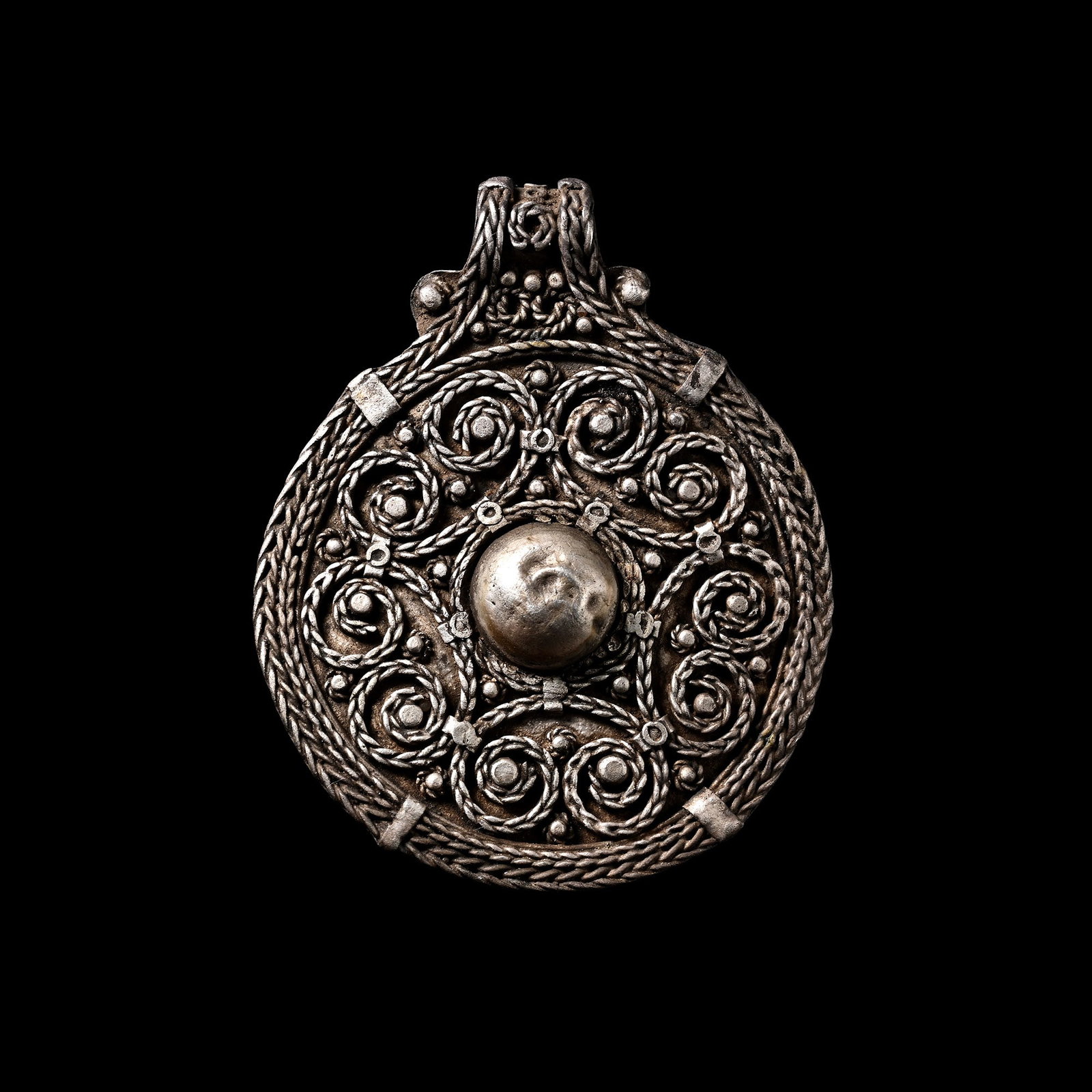 Scandinavian Viking Silver Filigree Pendant with Scrolls (1 of 1)