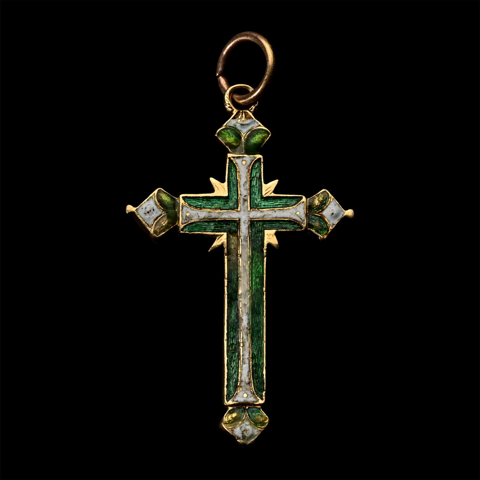 Enamelled Gold Cross Pendant with Instruments of Passion (1 of 2)