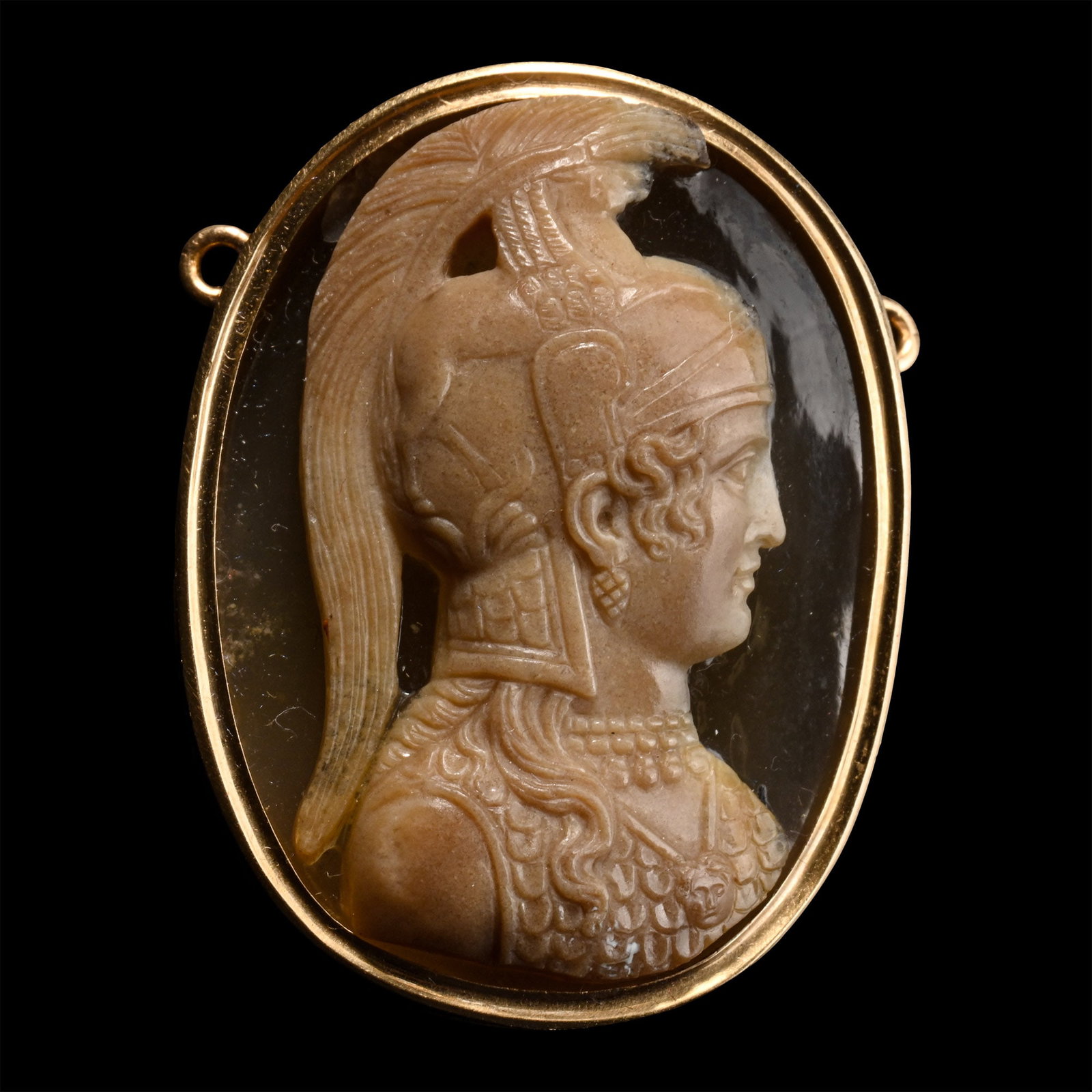 Sardonyx Cameo of the Greek Goddess Athena in Gold Mount (1 of 1)