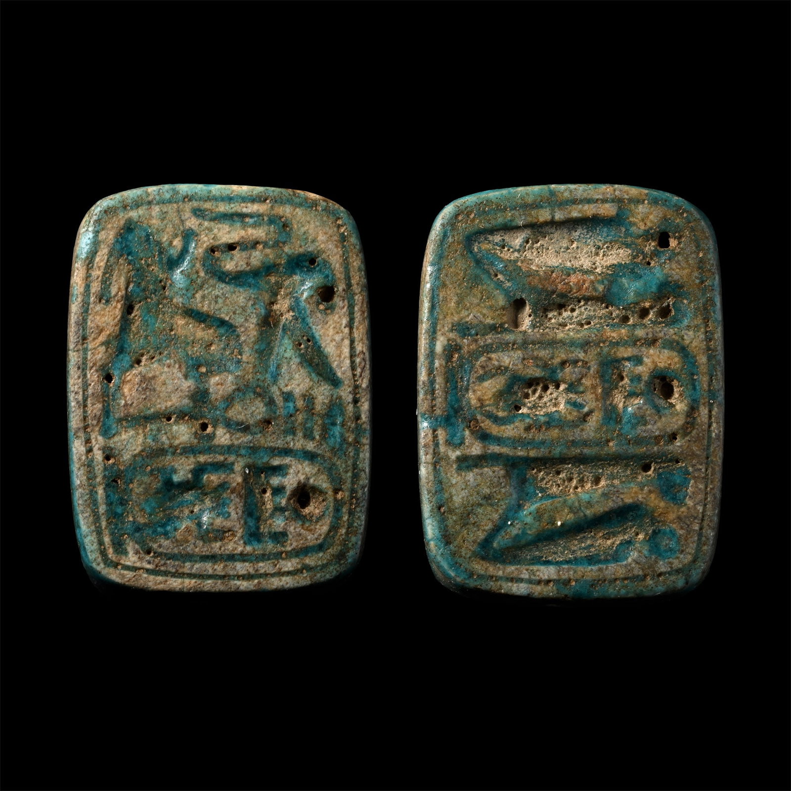 Egyptian Bifacial Steatite Amuletic Plaque with Cartouches for Tuthmoses III (1 of 1)