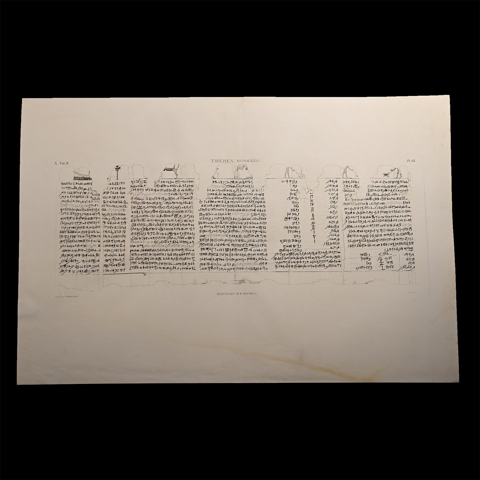 Very Large Egyptian Expedition Lithograph of the Hypogees Papyrus Manuscript from Thebes (1 of 1)