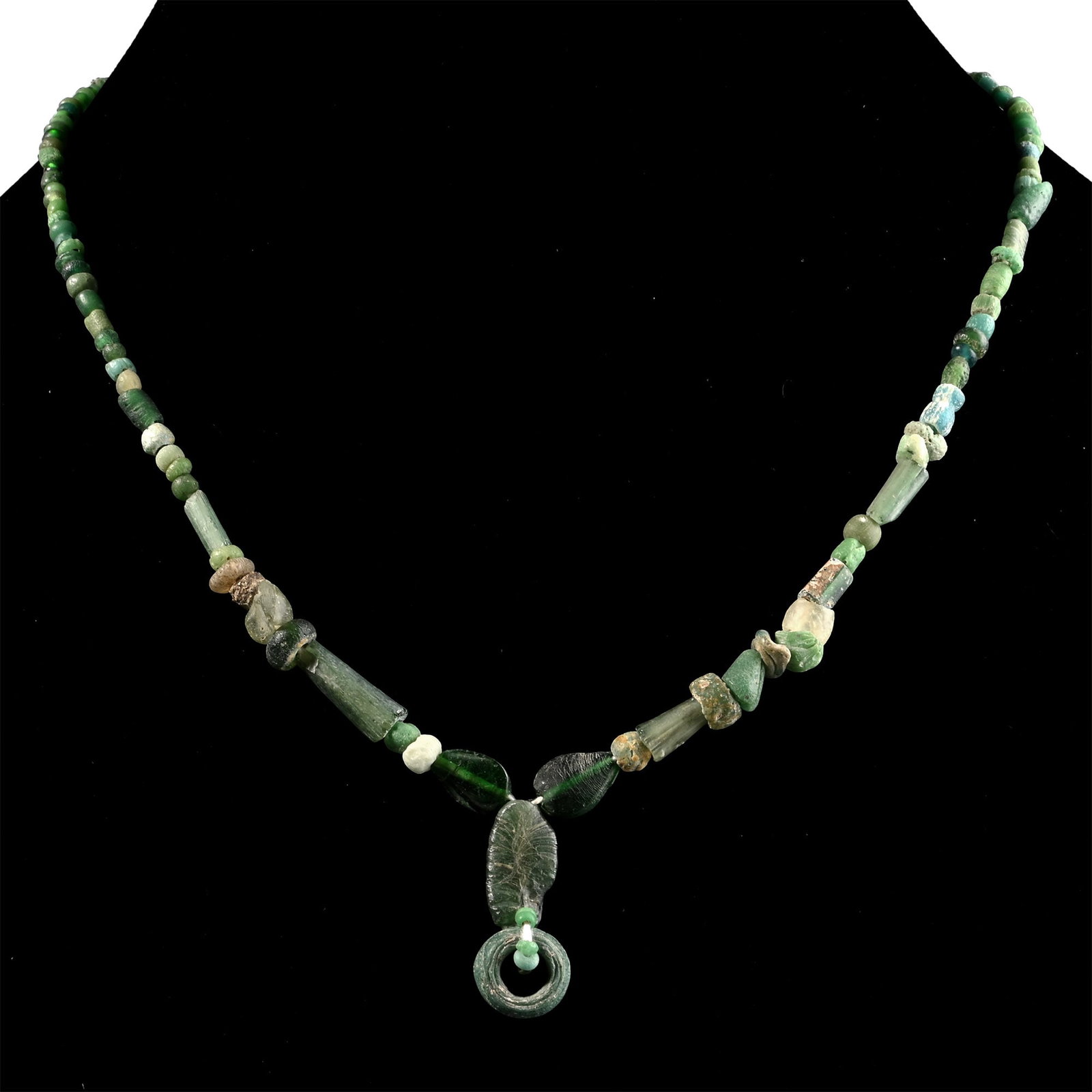 Roman Green Glass and Other Bead Necklace String (1 of 1)