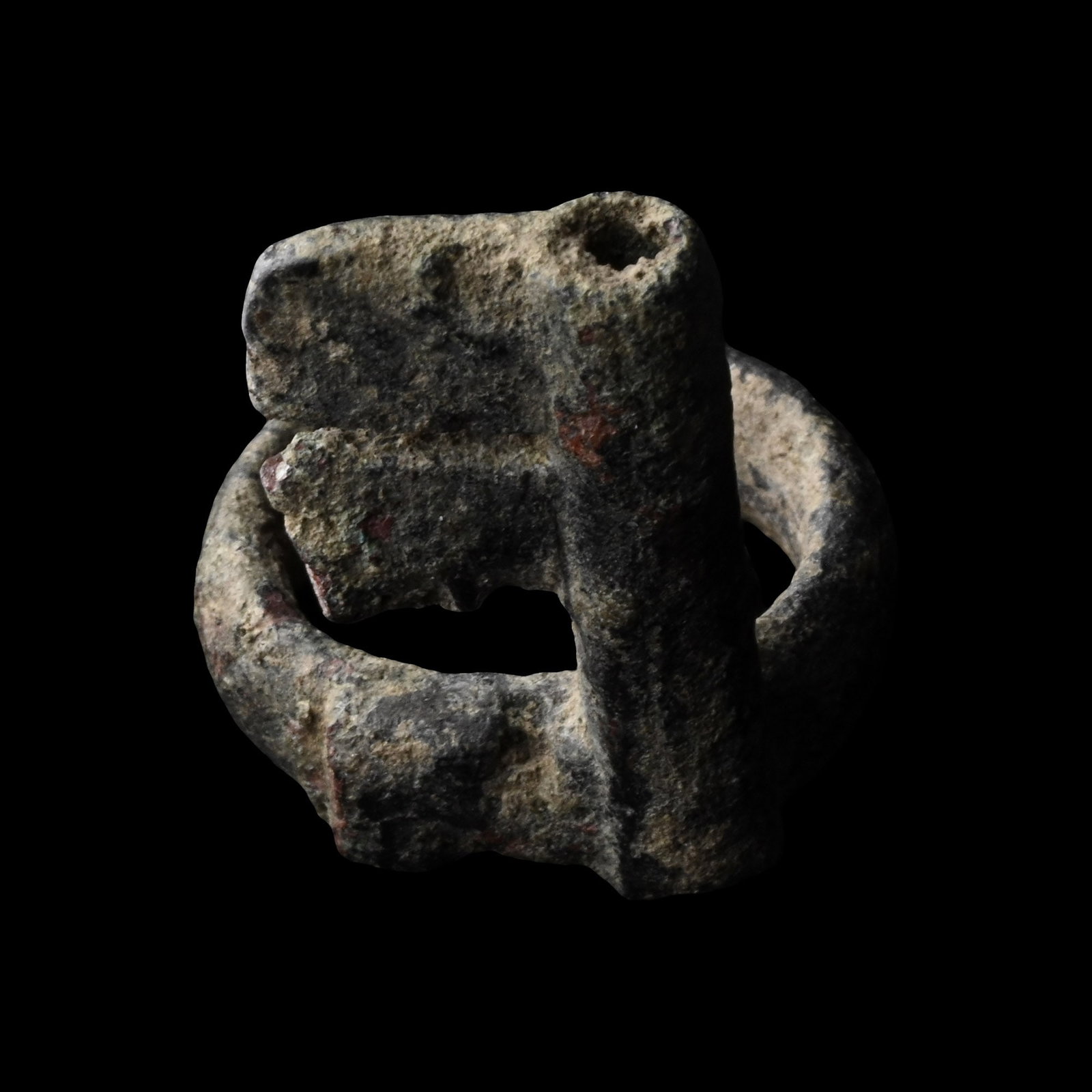 Roman Bronze Key Ring: 1st-4th century A.D. Lentoid-section hoop with barrel-type key to the bezel, bit with separate wards. 16.07 grams, 29.98 mm (1 1/8 in.). [No Reserve] From the private collection of Mr Brian Edwards, N