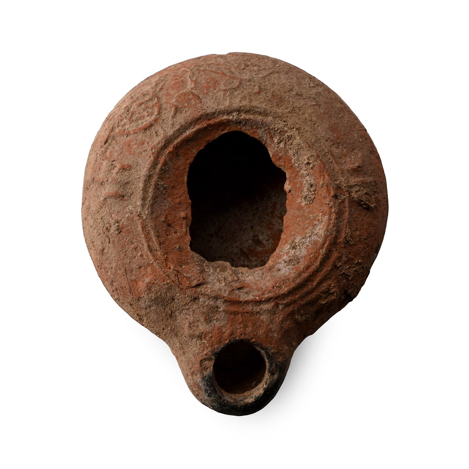 Roman Terracotta Oil Lamp with Foliate Decoration (1 of 1)