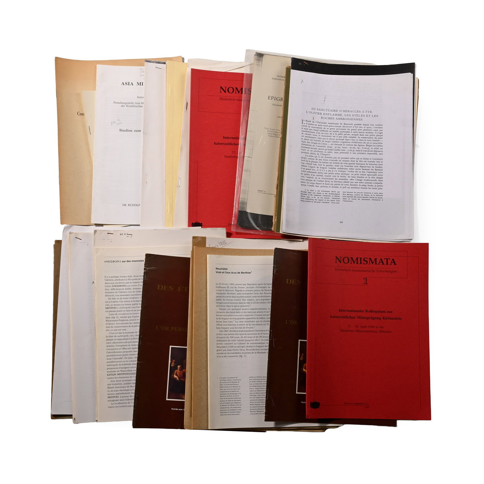 Old Numismatic Coin Literature and Catalogue Group - 24 Titles: 20th century A.D. Mixed group, including: Nomismata 1, 27-30 April, 1994; Acta Archaeologica, Vol XXXI, 1960; offprint from Eretz-Israel, Archaeological, Historical and geographical Studies, volume ni