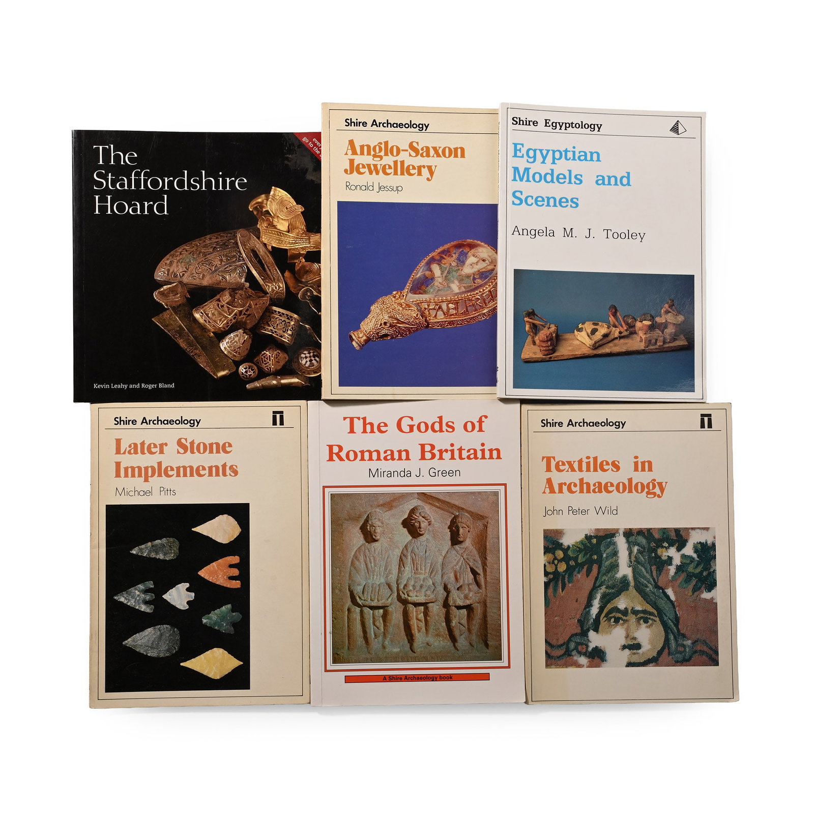 Shire Archaeology Books and The Staffordshire Hoard - 6 Titles: 1974-2009 A.D. Miranda J. Green - The Gods of Roman Britain, Princes Risborough, 2003, card covers, 76 pp, 49 black-and-white plates and 22 images; Michael Pitts - Later Stone Implements, Princes Risb