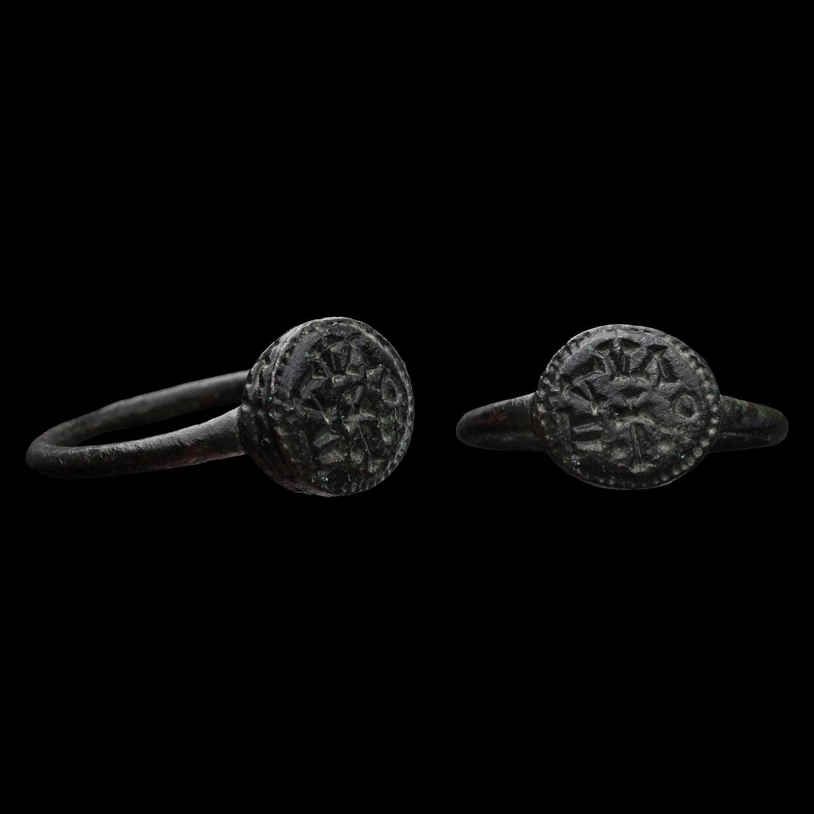 Byzantine Bronze Ring with Cross and Inscription (1 of 1)