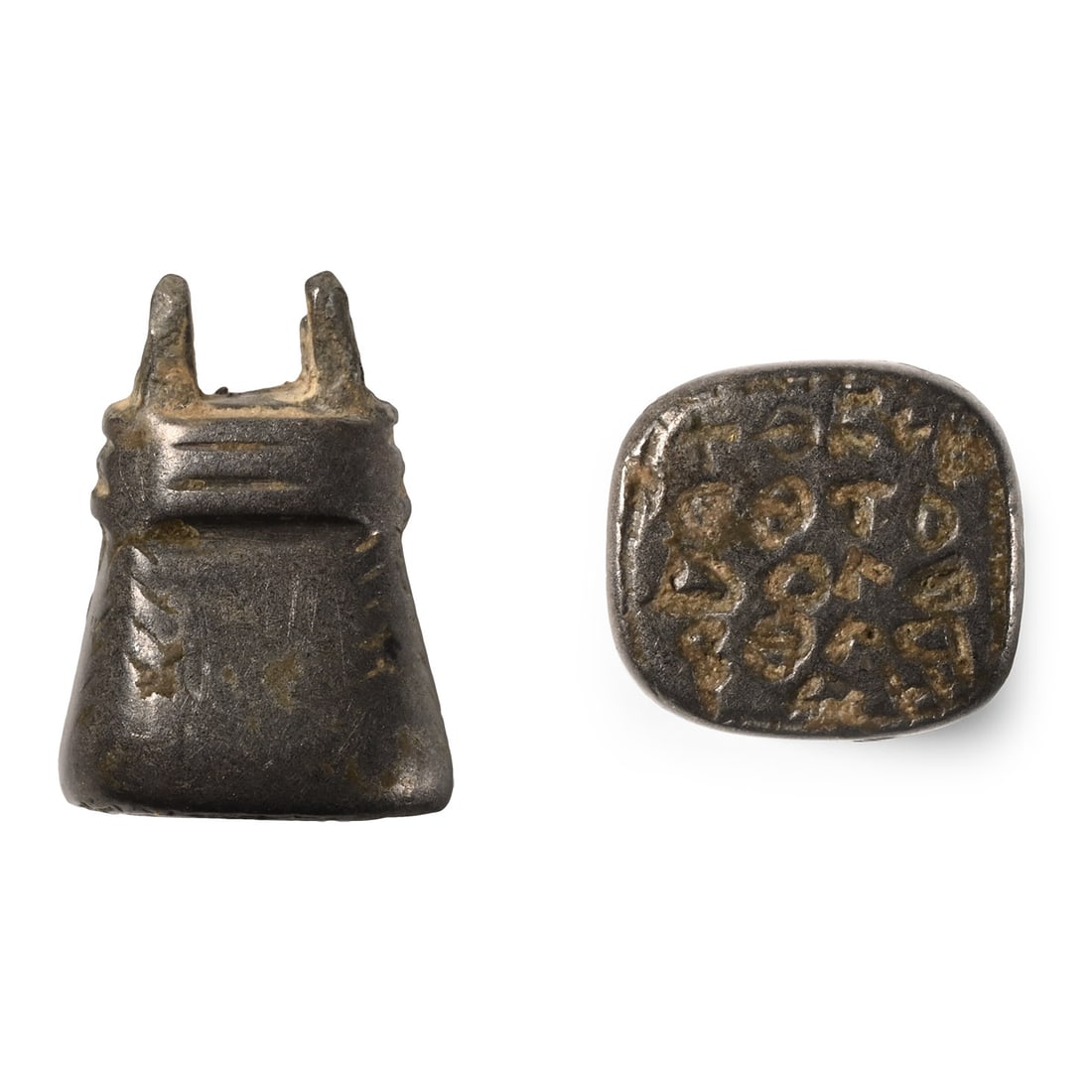 Byzantine Seal Matrix with Inscription: Circa 11th-12th century A.D. With inscription '+?KEB / O?TO / ???? / ????' for '??????? ?????I ?? ????? ??? ???? ????' (Mother of God, help Lades, the servant of God). Cf. Wamser, L., Die Welt von Byz