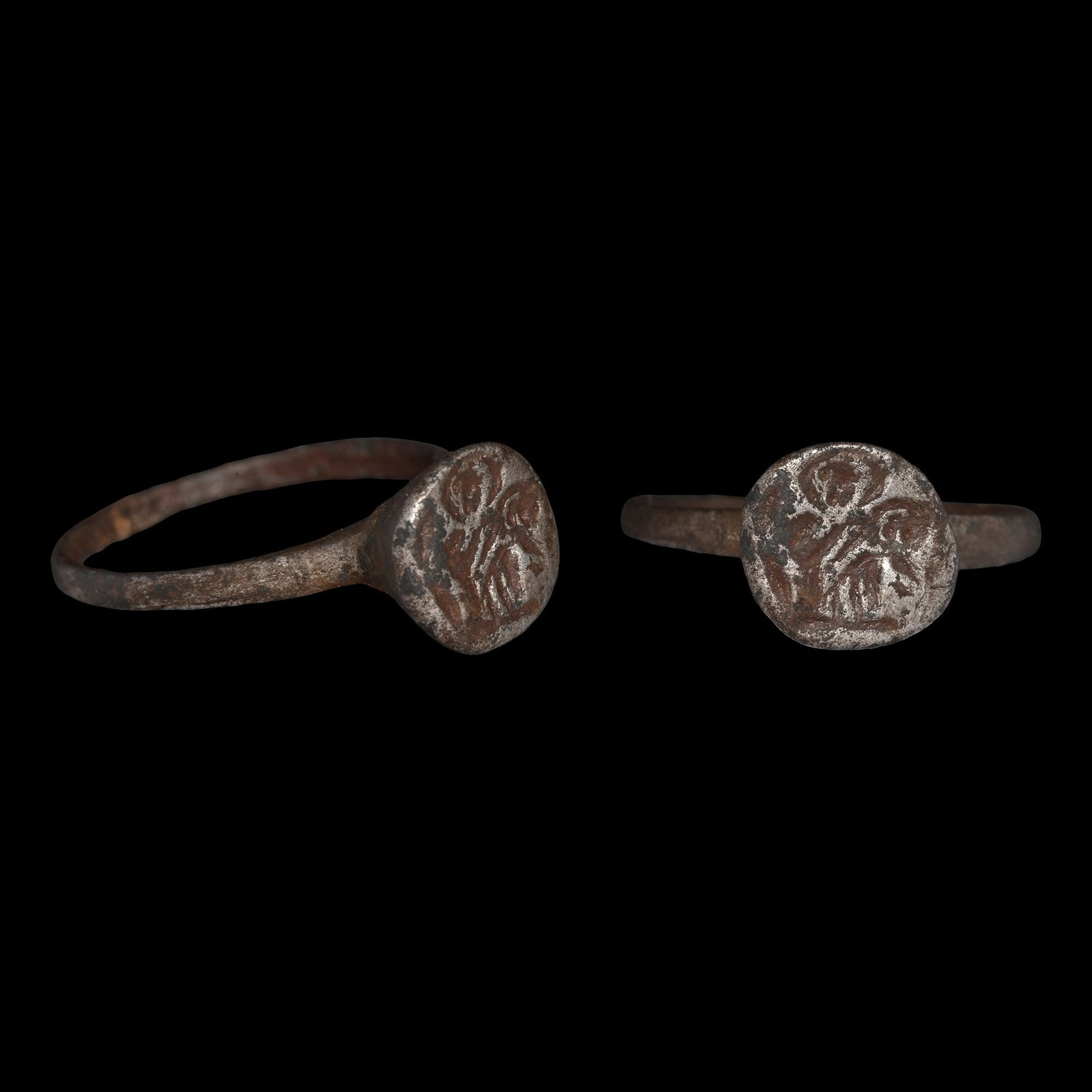 Byzantine Silver Ring with Mary and Child (1 of 1)