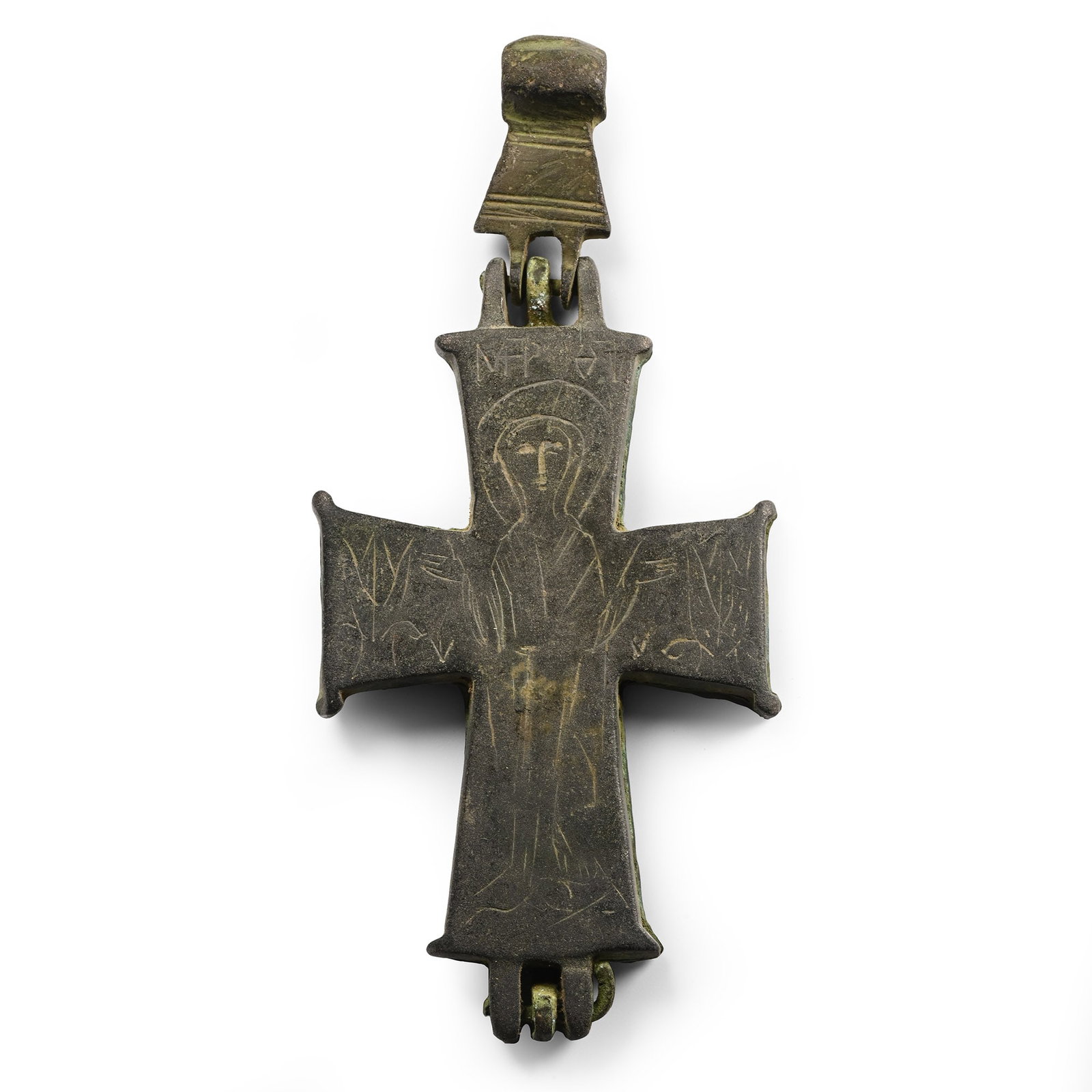 Byzantine Bronze Reliquary Cross Pendant (1 of 1)