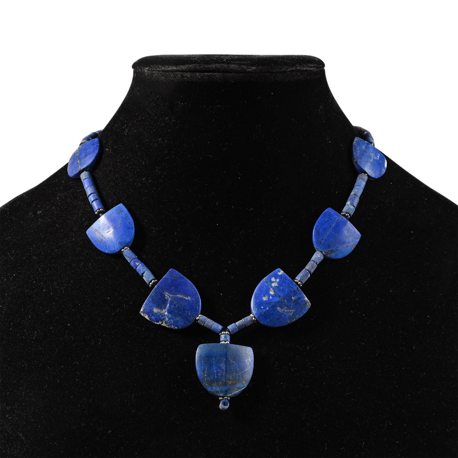 Bactrian Style Lapis Lazuli Bead Necklace String: 20th century A.D. Composed of tubular and tongue-shaped tabular beads, restrung. 49.7 grams, 33 cm (13 in.). [No Reserve] Acquired in the 1990s-early 2000s. Ex London, UK, collection. TimeLine Auction