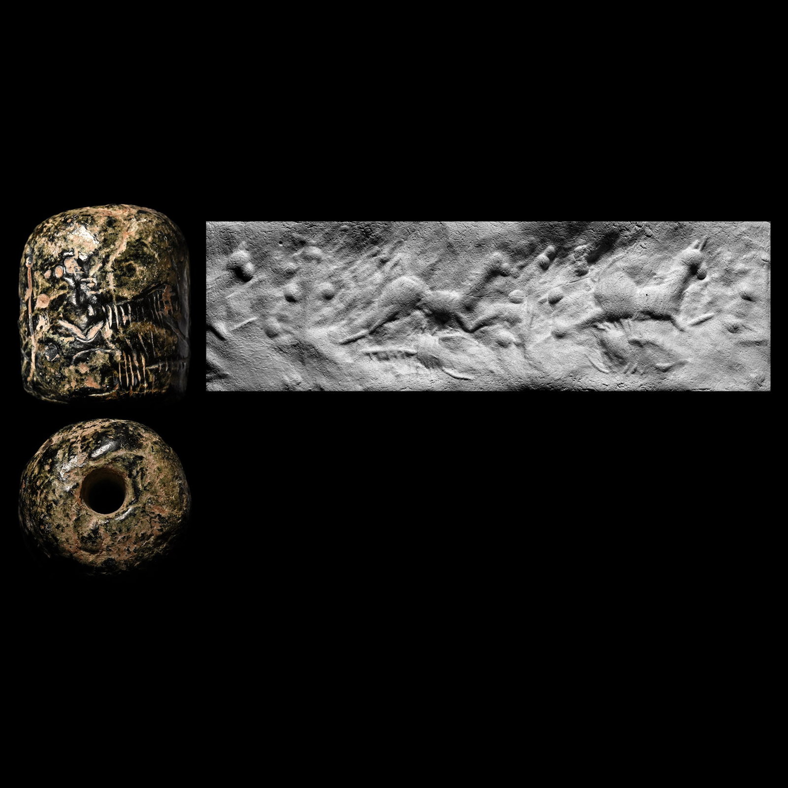 Western Asiatic Steatite Cylinder Seal with Deer and Scorpion (1 of 1)