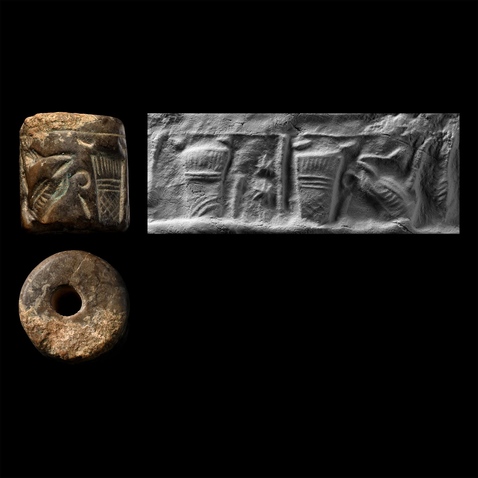 Neo-Assyrian Brown Steatite Cylinder Seal with a Dog (1 of 1)