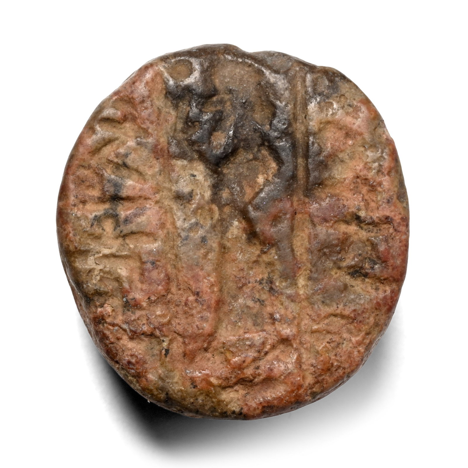 Western Asiatic Stone Scaraboid Seal with King and Inscription (1 of 1)