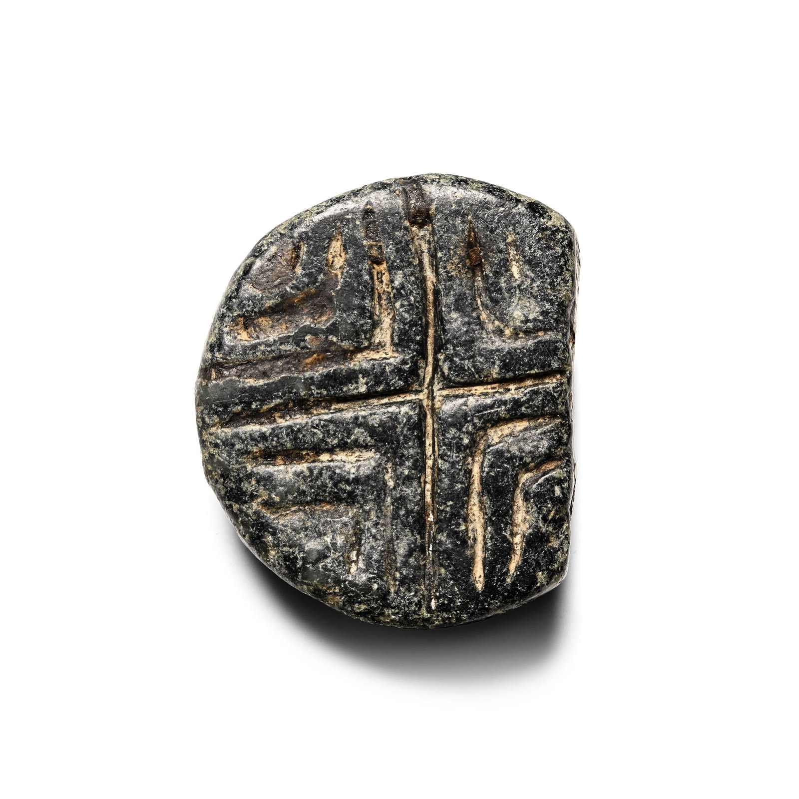 Early West Central Asian Schist Stamp Seal with Cross (1 of 1)