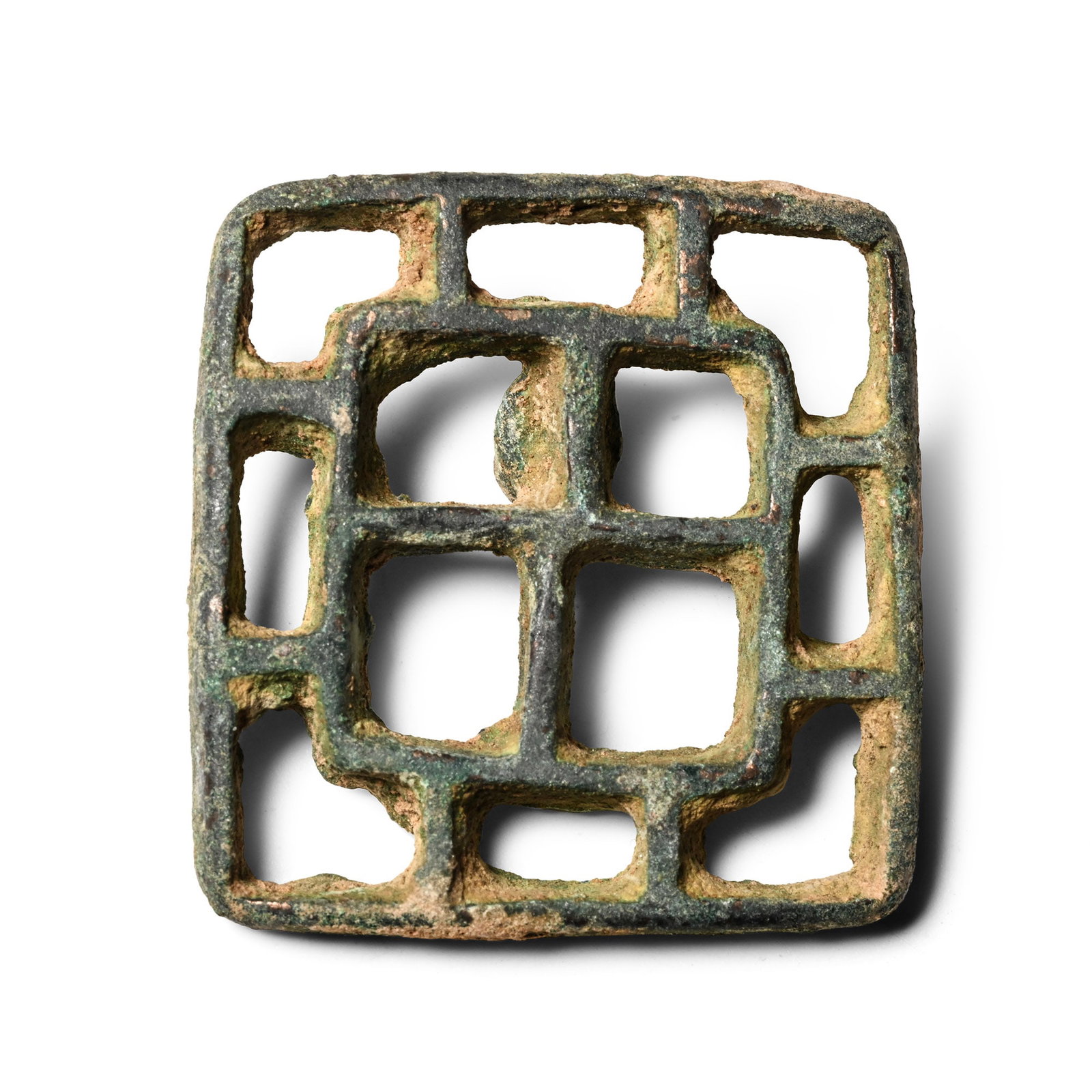Large West Central Asian Bronze Cross of Squares Seal Matrix (1 of 1)